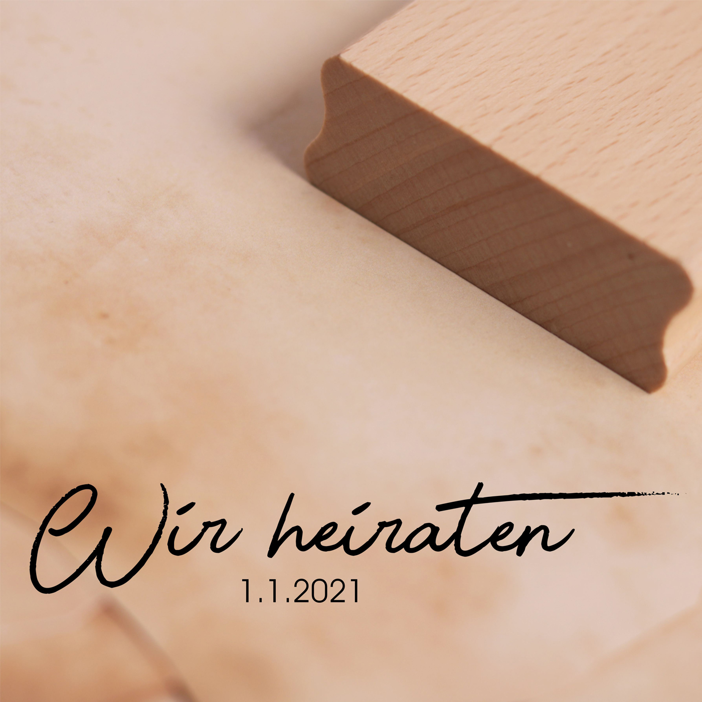 Motivstempel Hochzeit Wir heiraten + Datum Stempel Hochzeitsstempel 98 x 18 mm