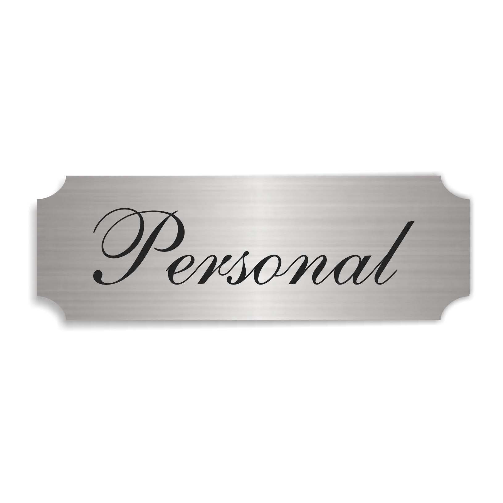 Schild « PERSONAL » selbstklebend - Aluminium Look - silber