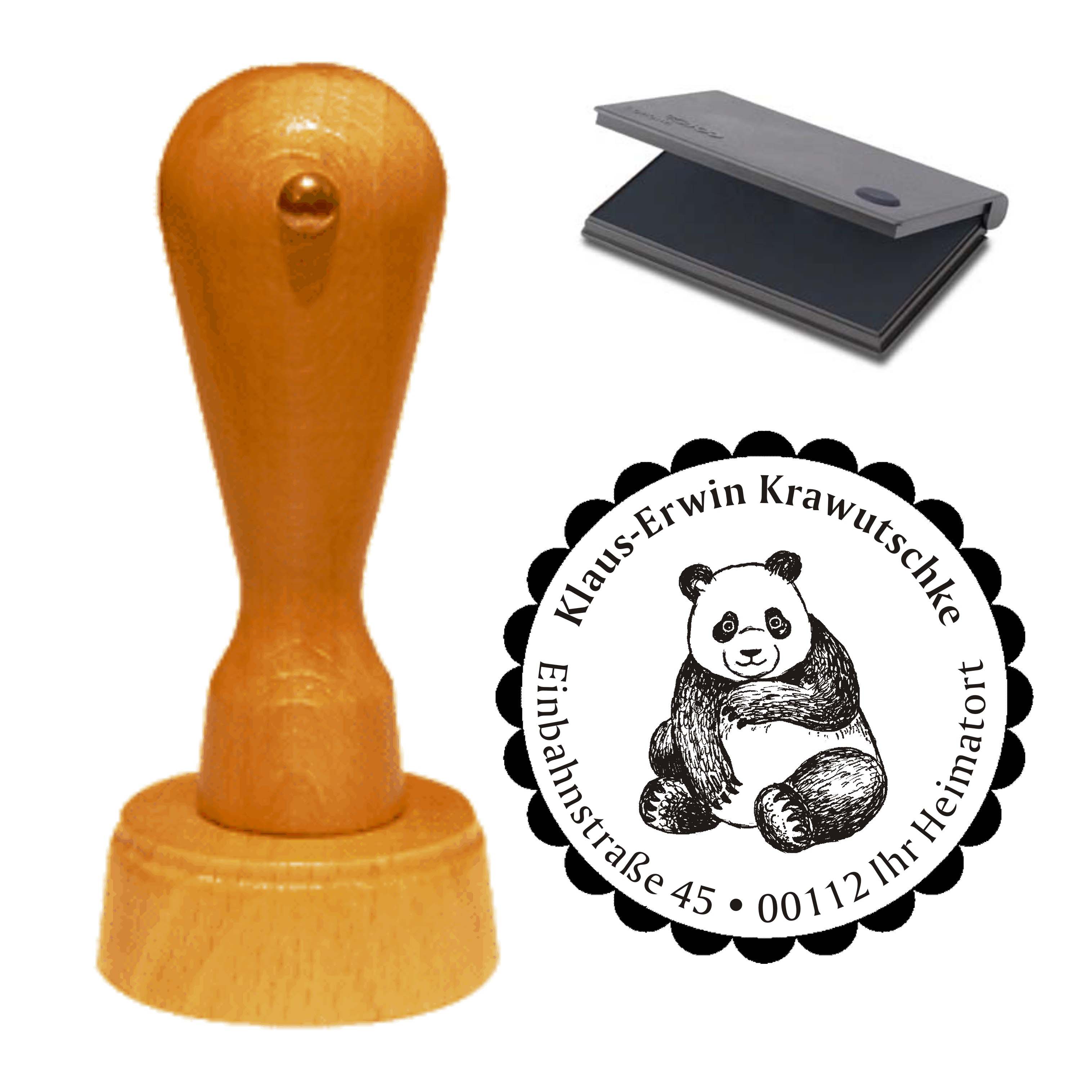 Adressenstempel « süßer PANDA » mit Stempelkissen