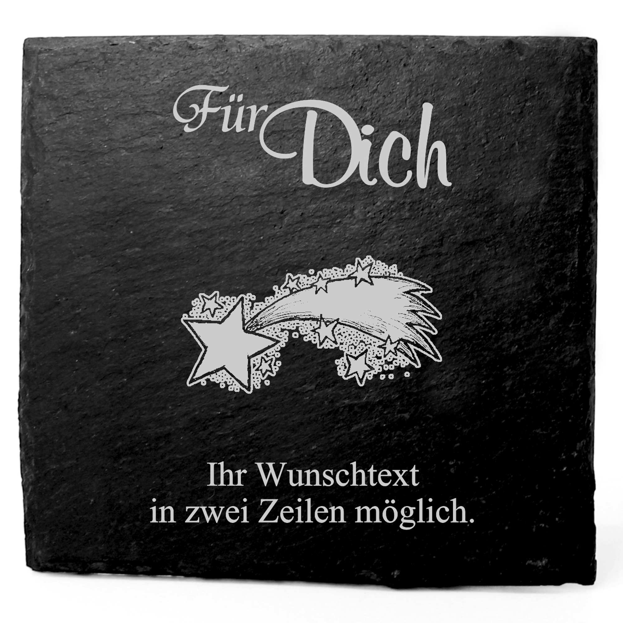 Deko Schiefer Untersetzer personalisiert Sternschnuppe - Für Dich - 11x11cm