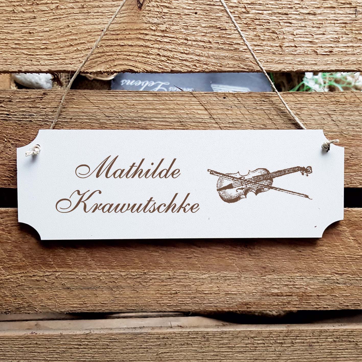 Schild « Violine » Namensschild Türschild zum Anhängen - 20 x 6,7 cm