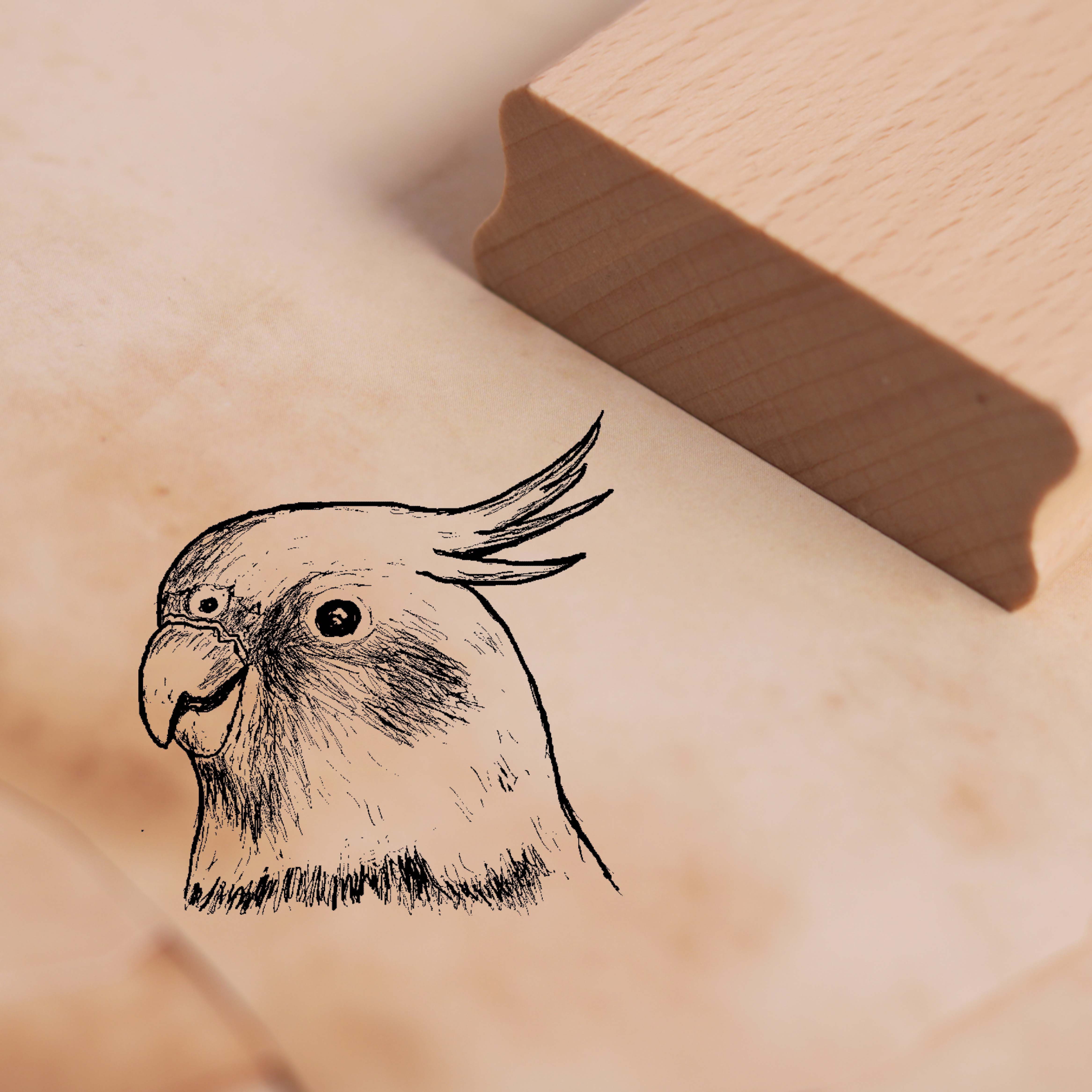 Motivstempel Nymphensittich Kopf Stempel 37 x 38 mm