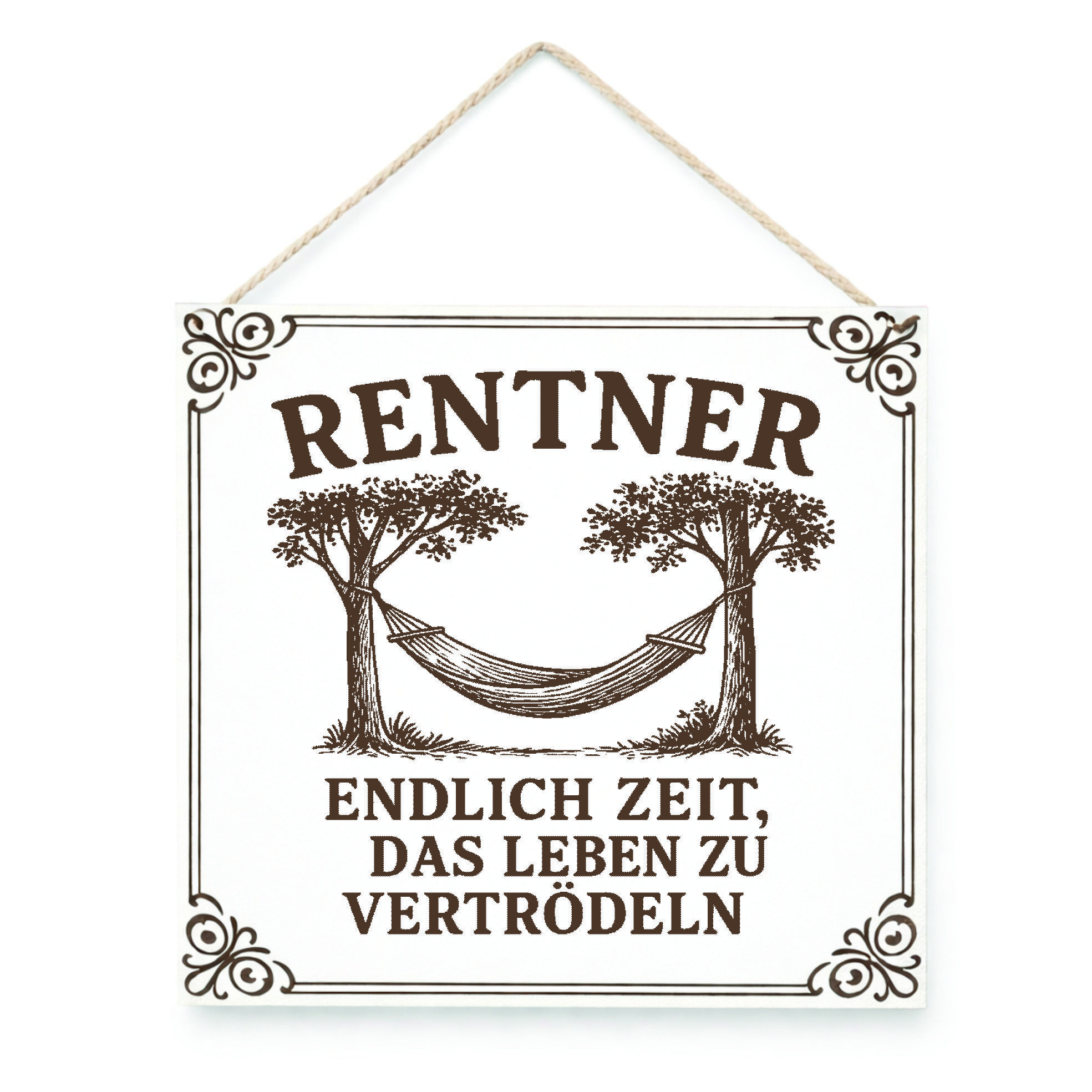 Rentner Schild mit Spruch – graviertes HDF Dekoschild 15x15 cm