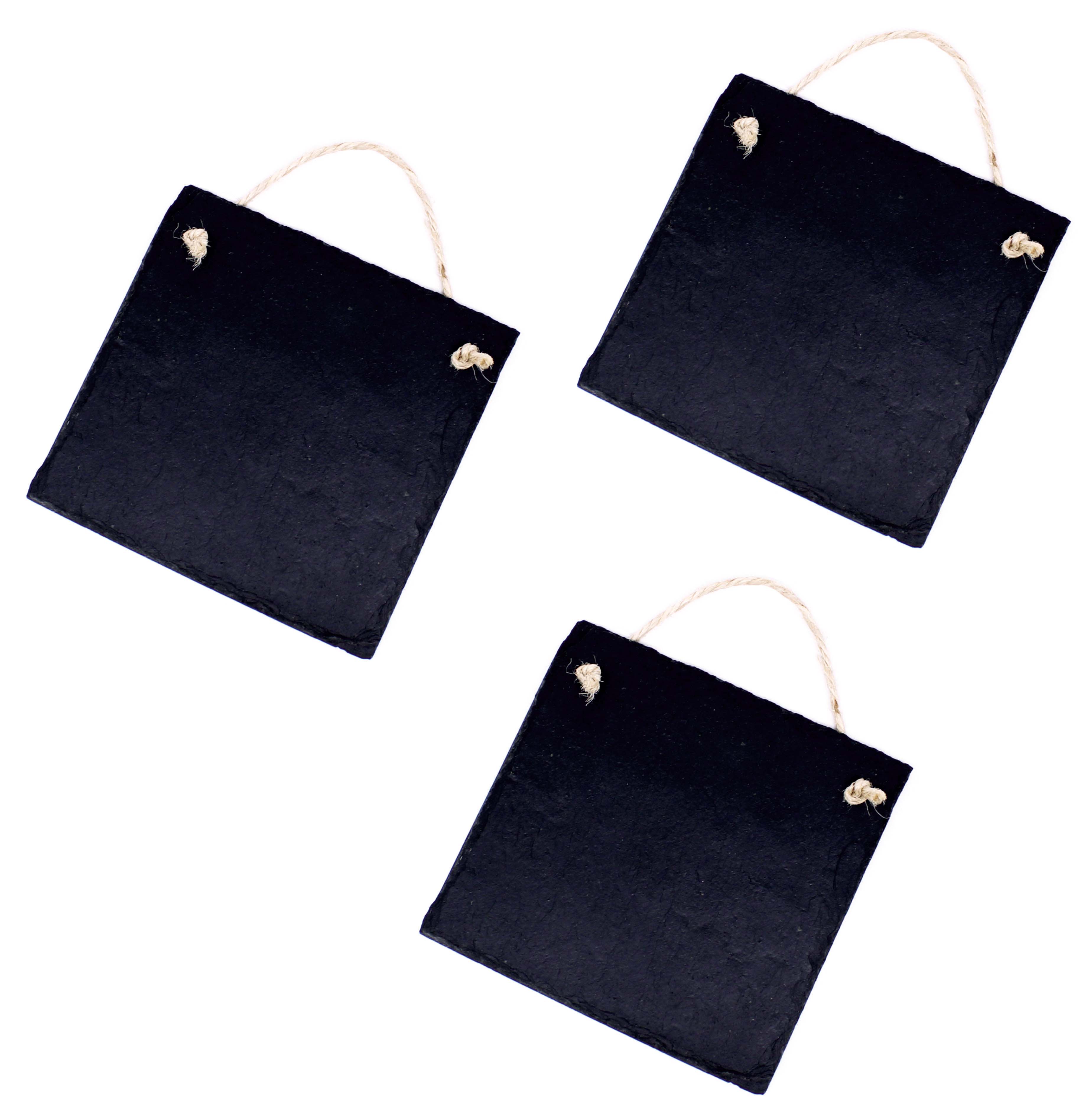 Kreidetafel 3 Stück Schiefer Notiztafeln zum Aufhängen 11 x 11 cm beschriftbar Schiefertafel