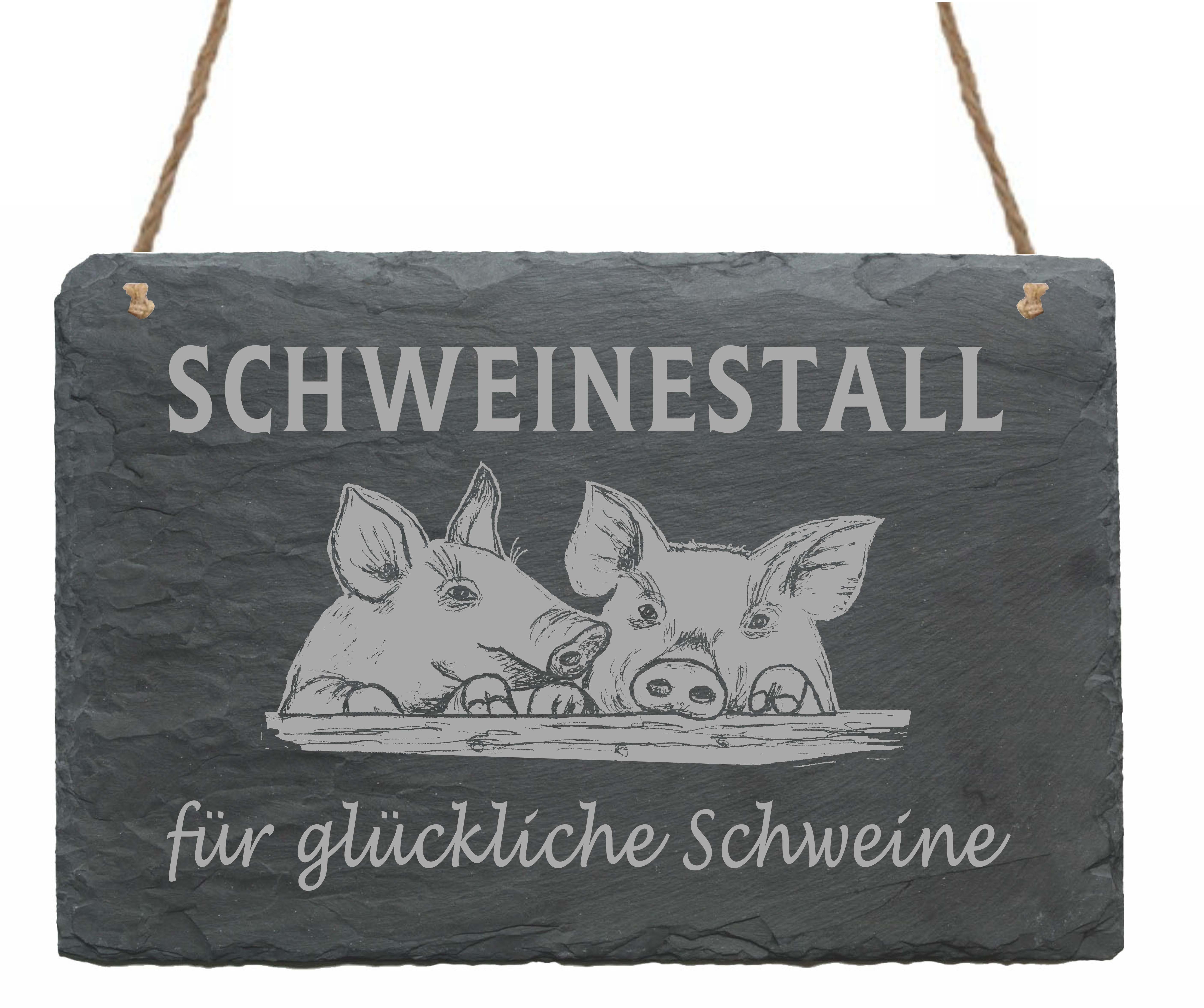 Schiefertafel « Schweinestall für glückliche Schweine »