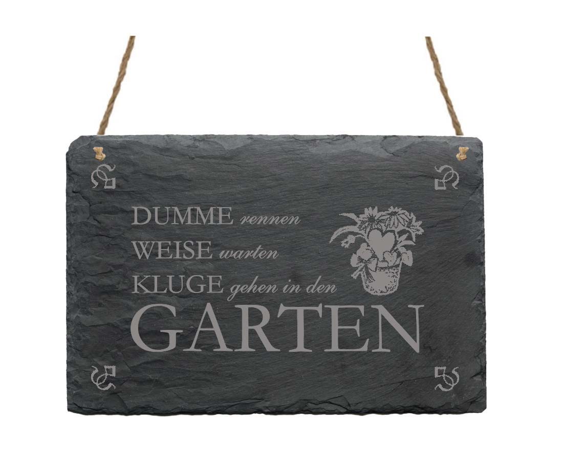 Schiefertafel « Dumme rennen, Weise warten... »