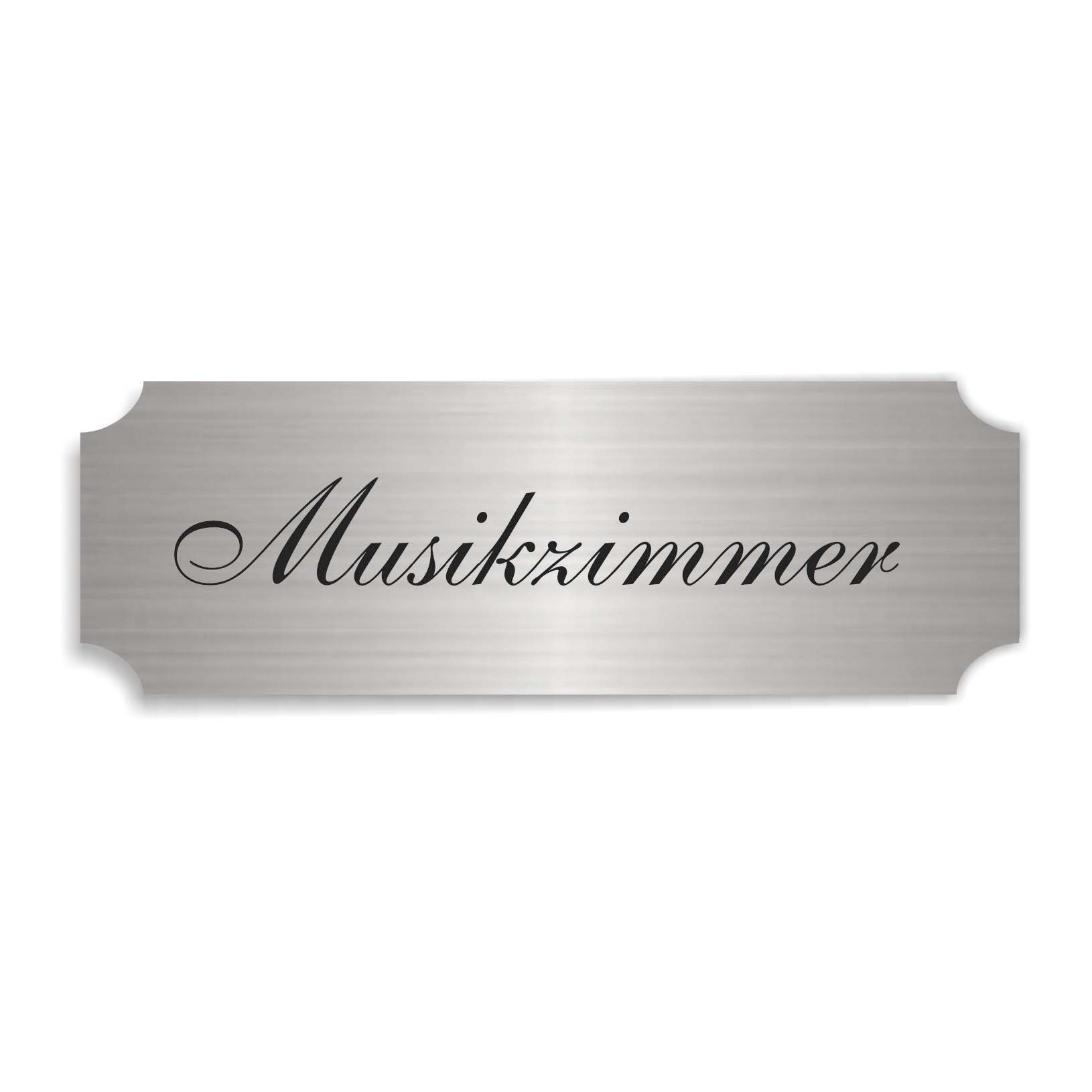 Schild « MUSIKZIMMER » selbstklebend - Aluminium Look - silber