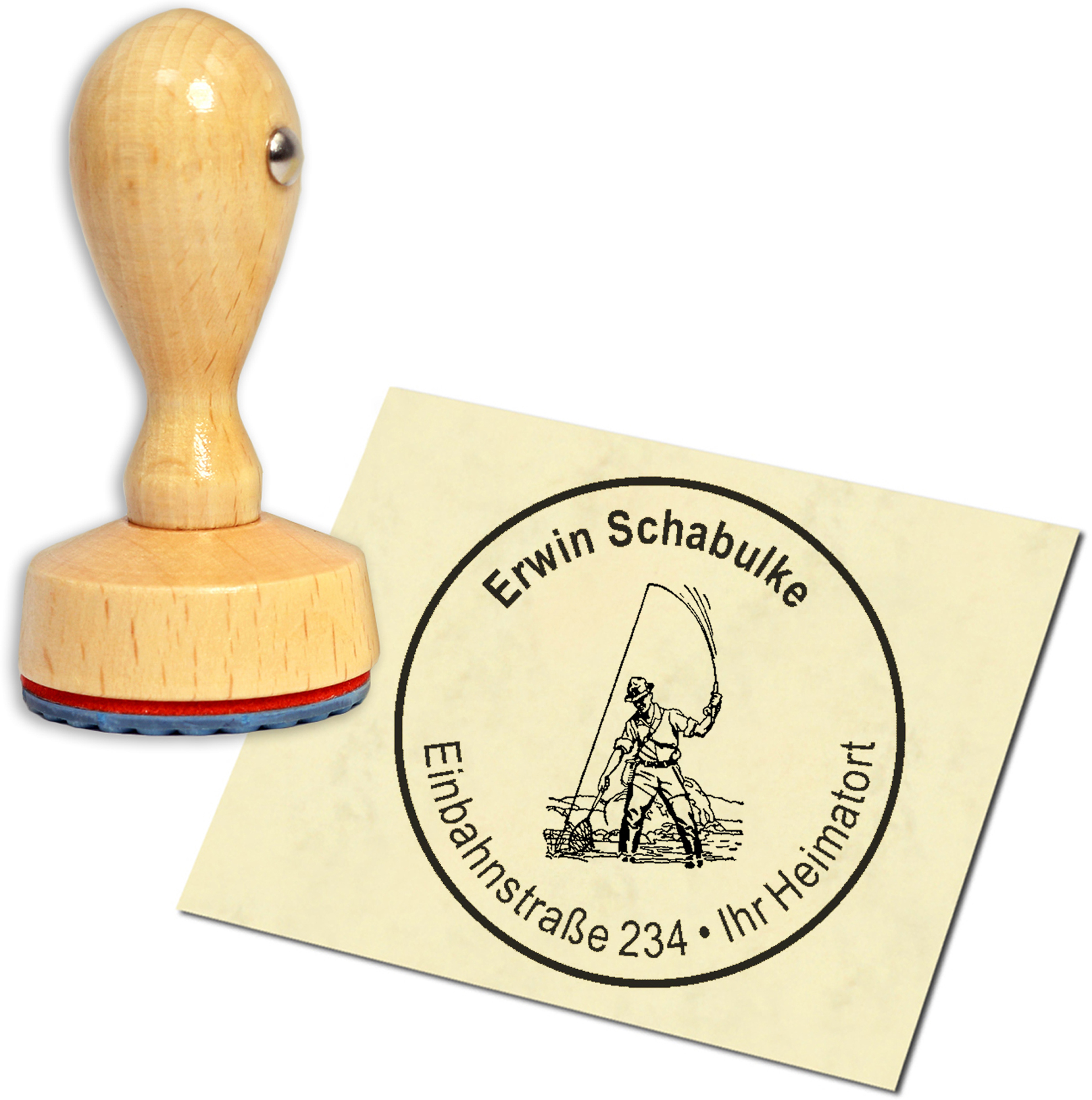 Stempel Adressstempel Holzstempel - Fischer - rund 40mm