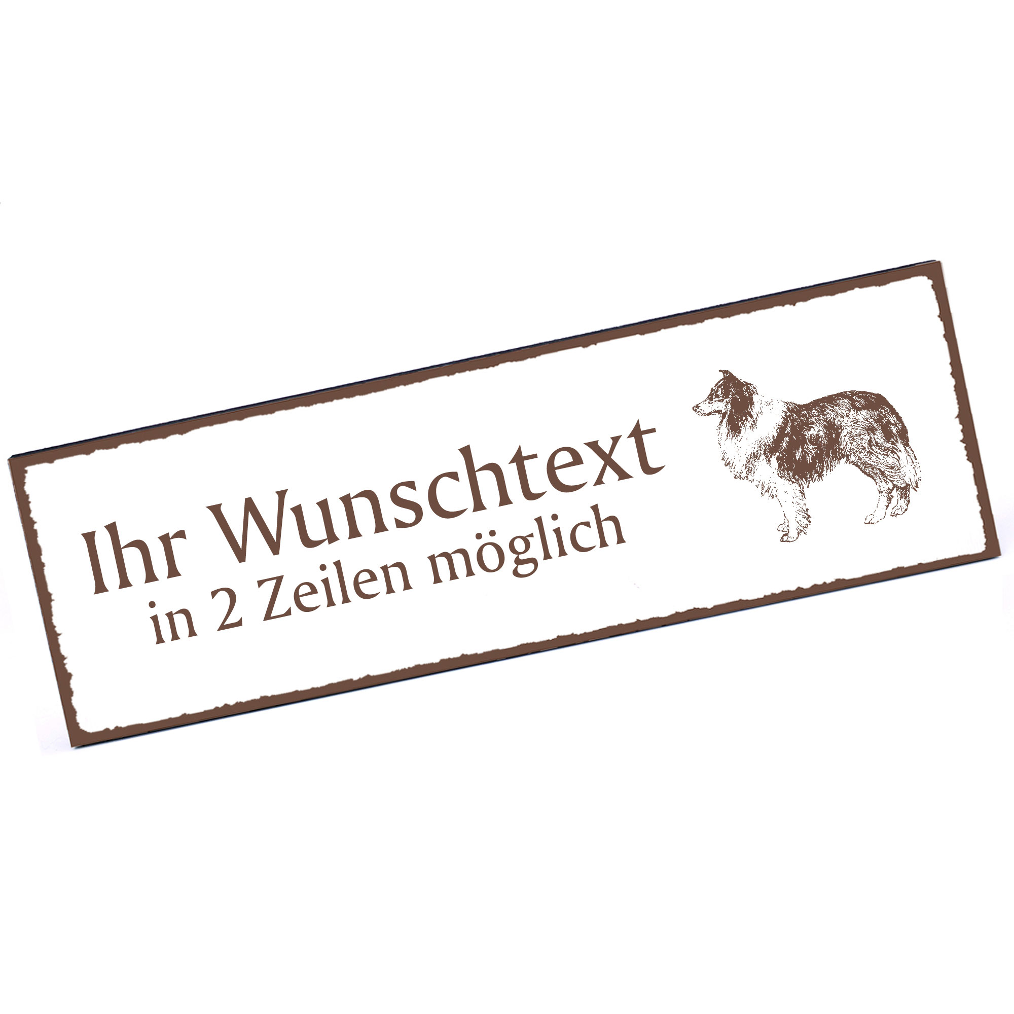 Türschild Collie  Namensschild personalisiert mit Gravur - 150mm x 50mm - selbstklebend