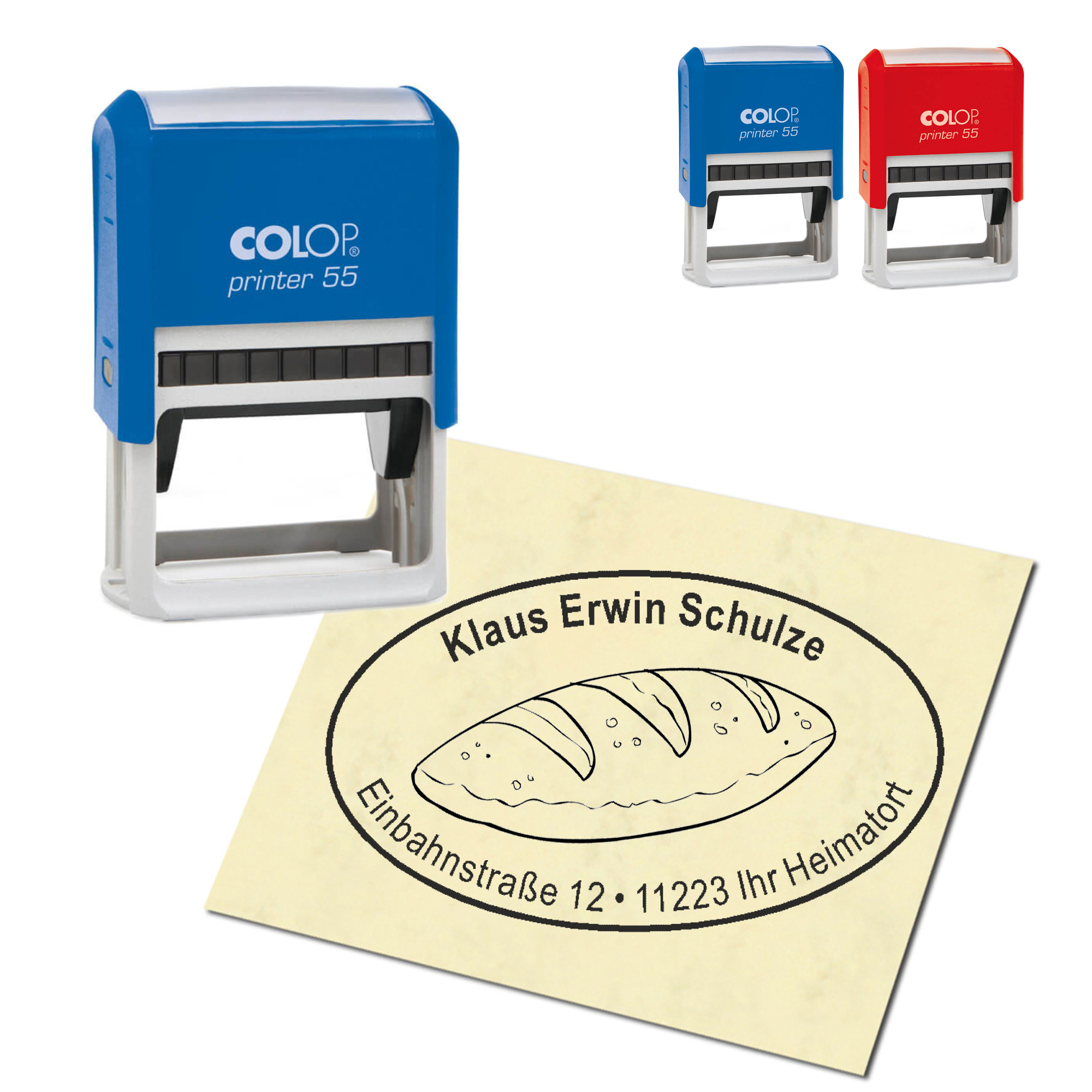 Adressstempel personalisiert Stempel - Brot - oval 59 x 39 mm