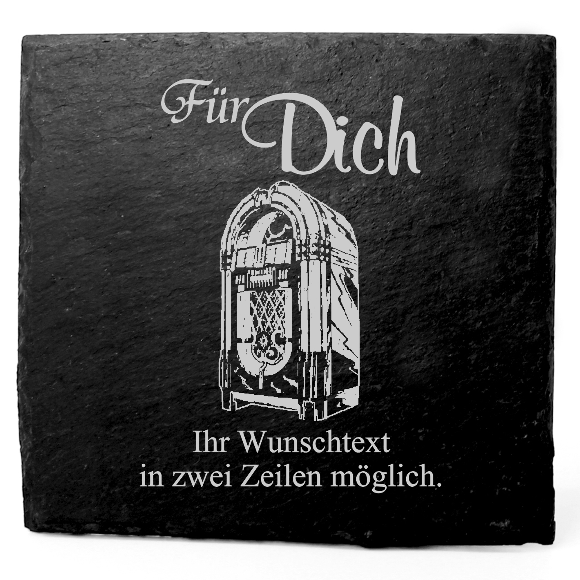Deko Schiefer Untersetzer personalisiert Jukebox - Für Dich - 11x11cm