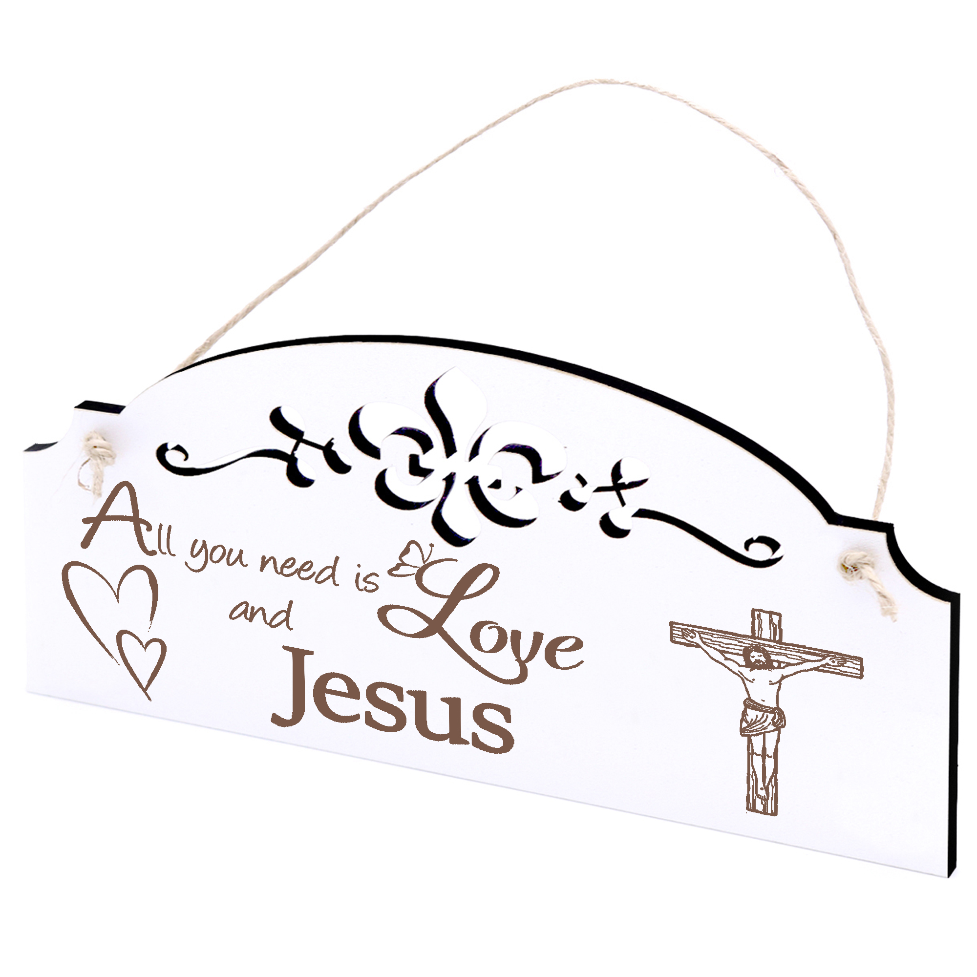 Schild Jesus Deko 20x10cm - All you need is Love and Jesus - Holz