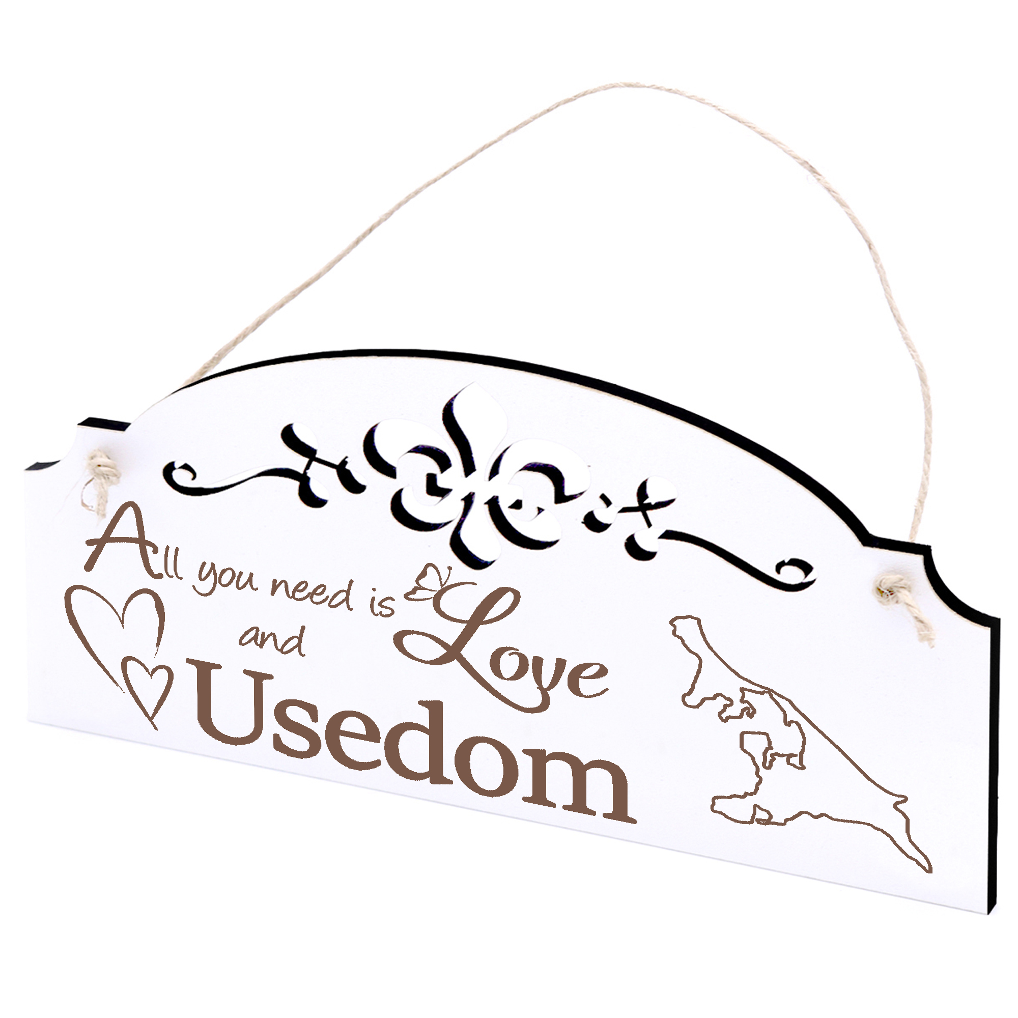 Schild Insel Usedom Deko 20x10cm - All you need is Love and Usedom - Holz