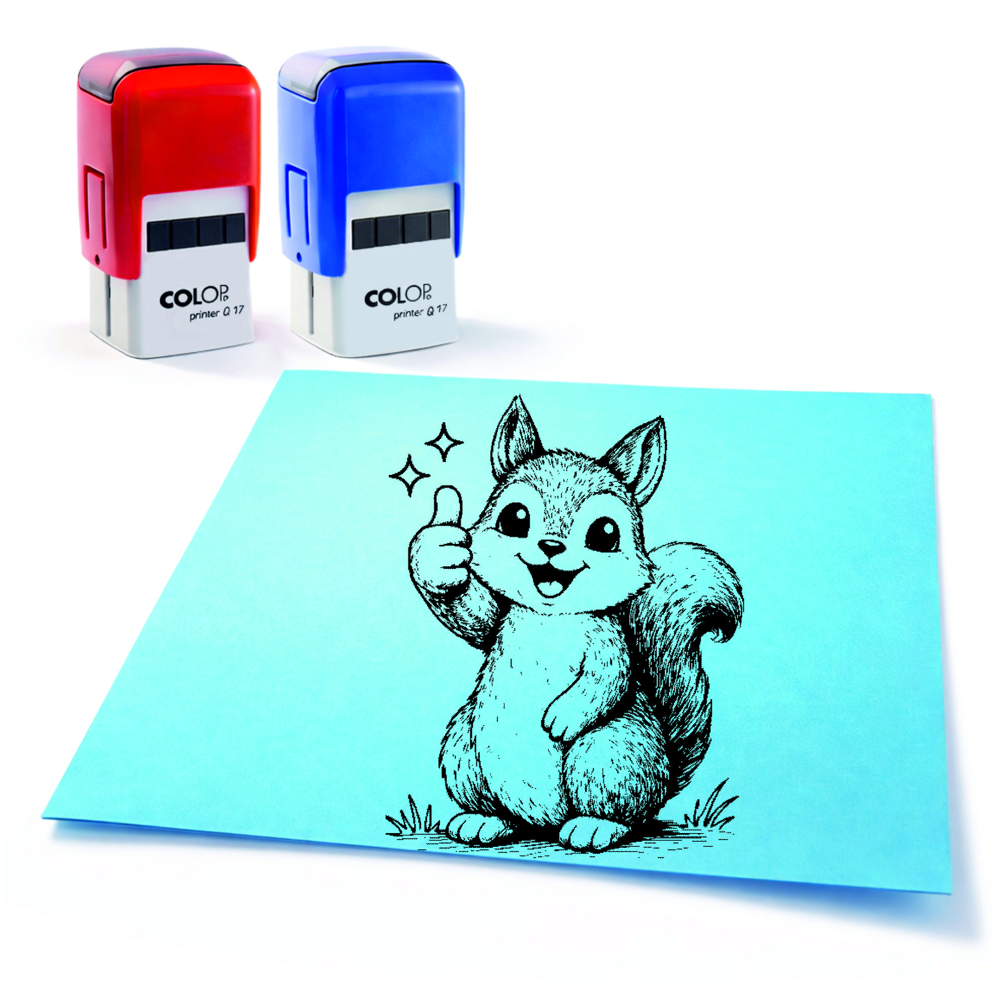  Lehrer Automatikstempel Eichhörnchen Motivationsstempel Schüler – Tiermotive Daumen hoch – Abdruck 16 x 16 mm