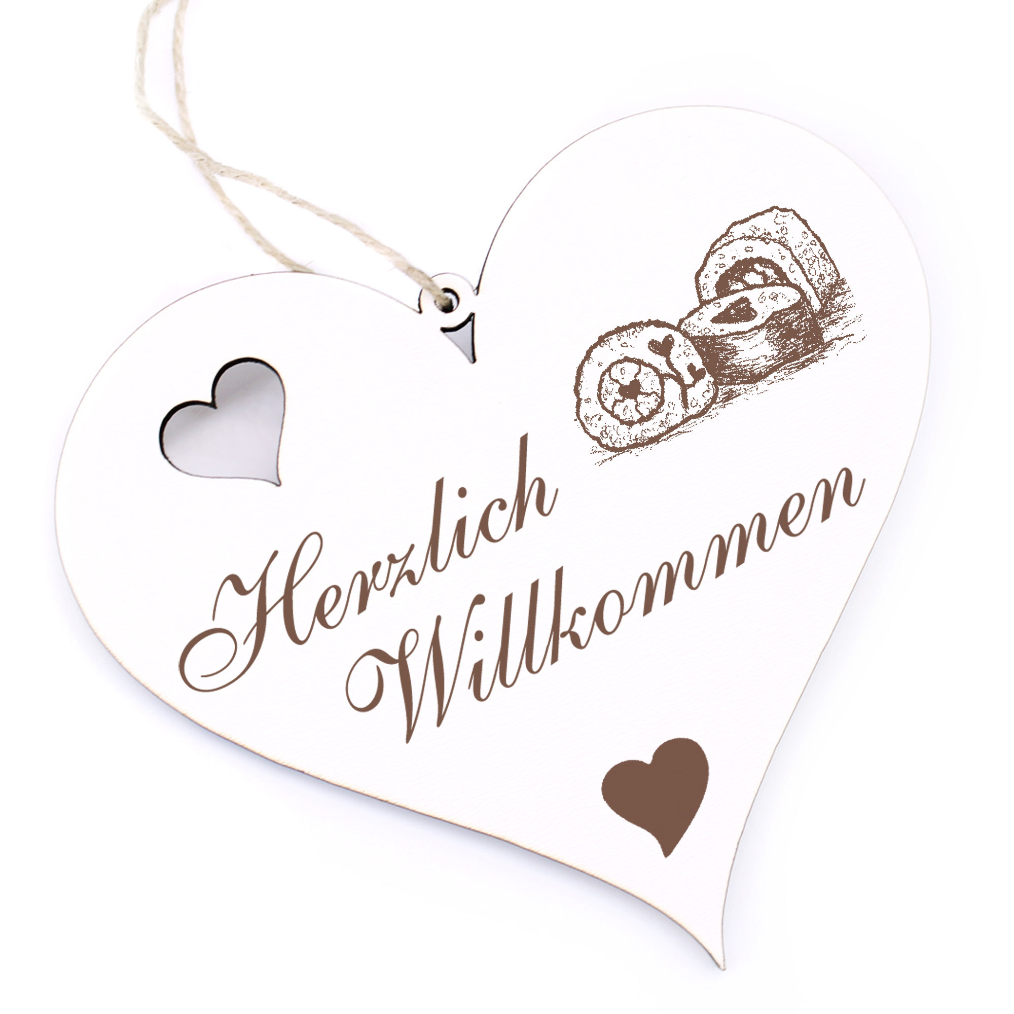 Herzlich Willkommen Schild - Sushi - Deko Herz Holz