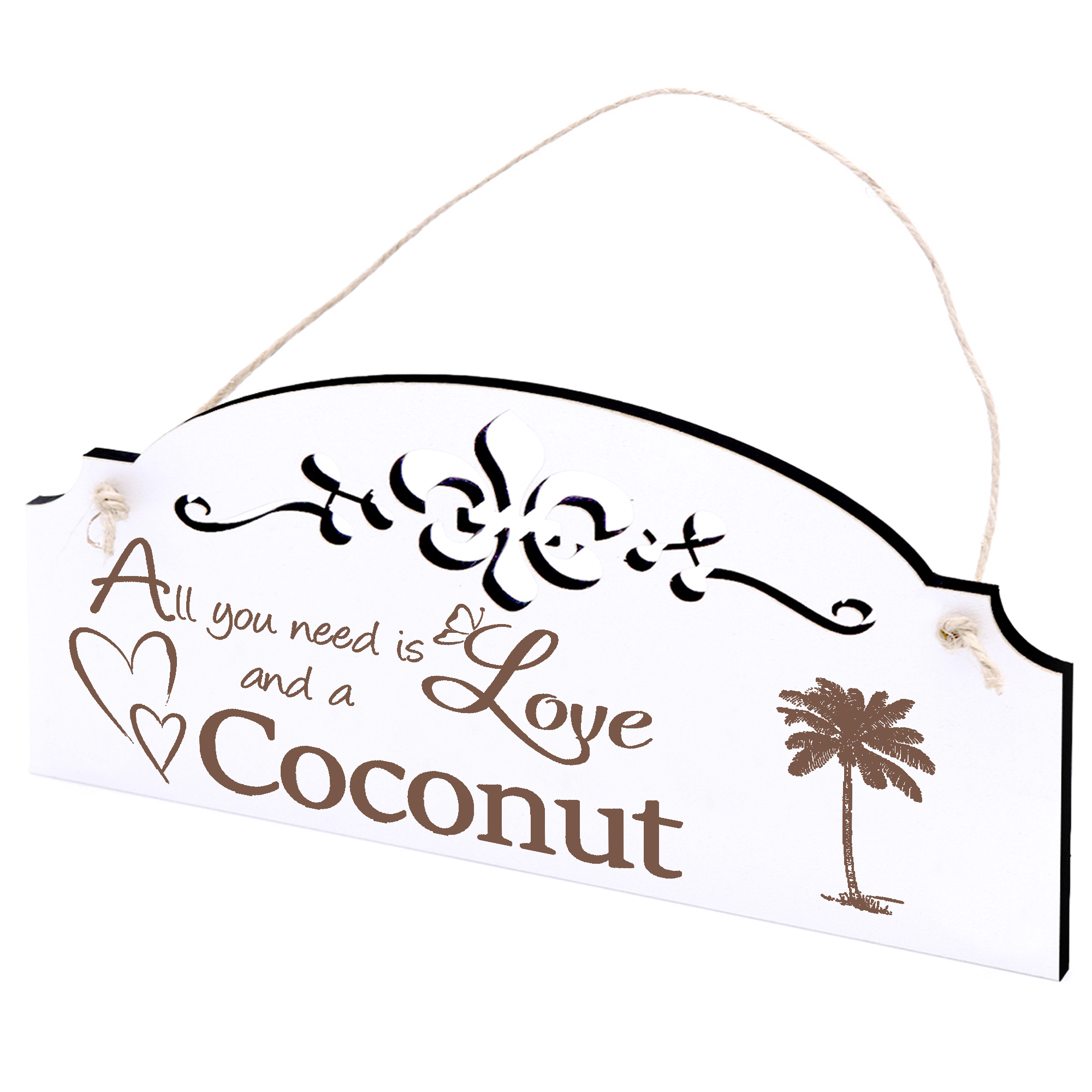 Schild Kokospalme Deko 20x10cm - All you need is Love and a Coconut - Holz