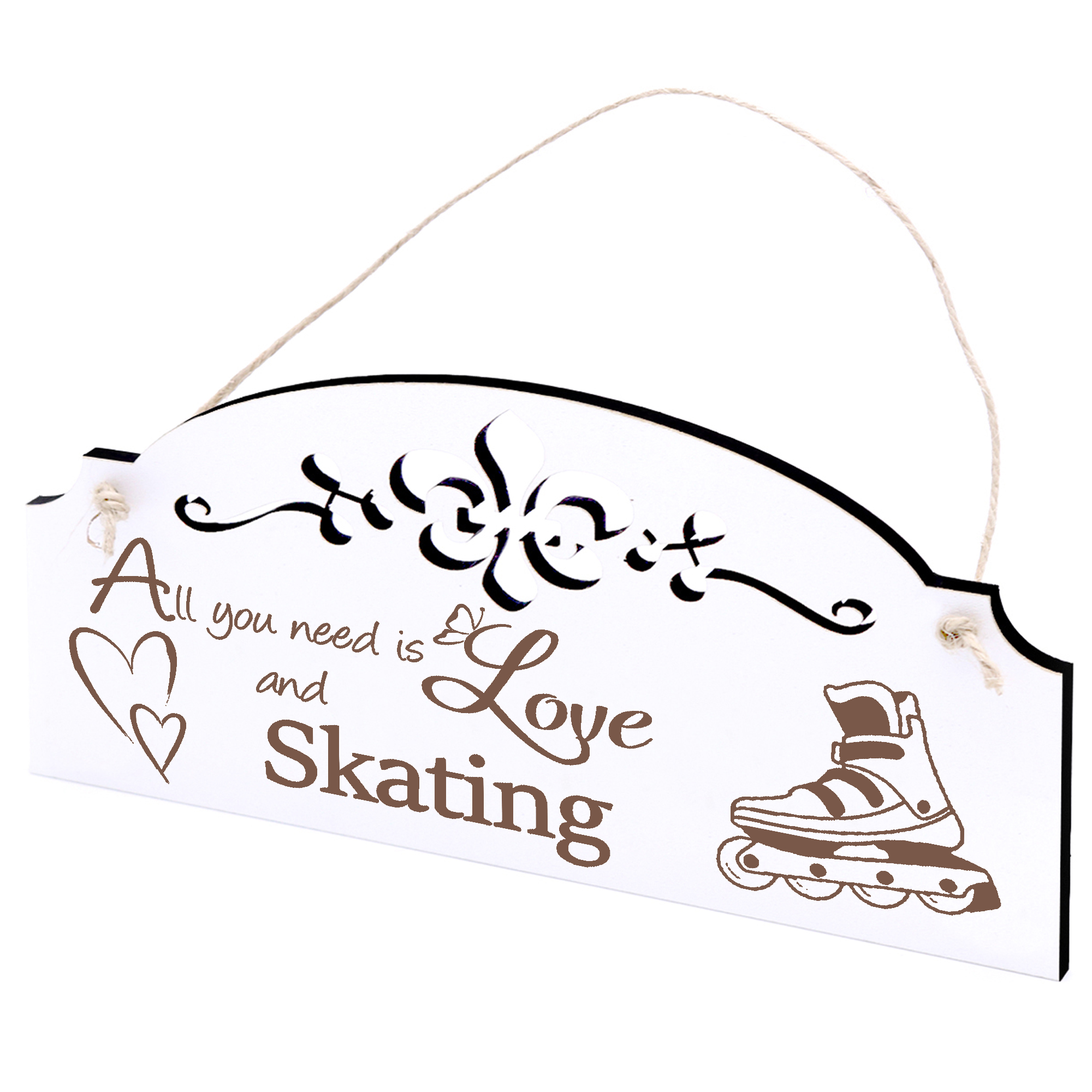 Schild Inliner Deko 20x10cm - All you need is Love and Skating - Holz