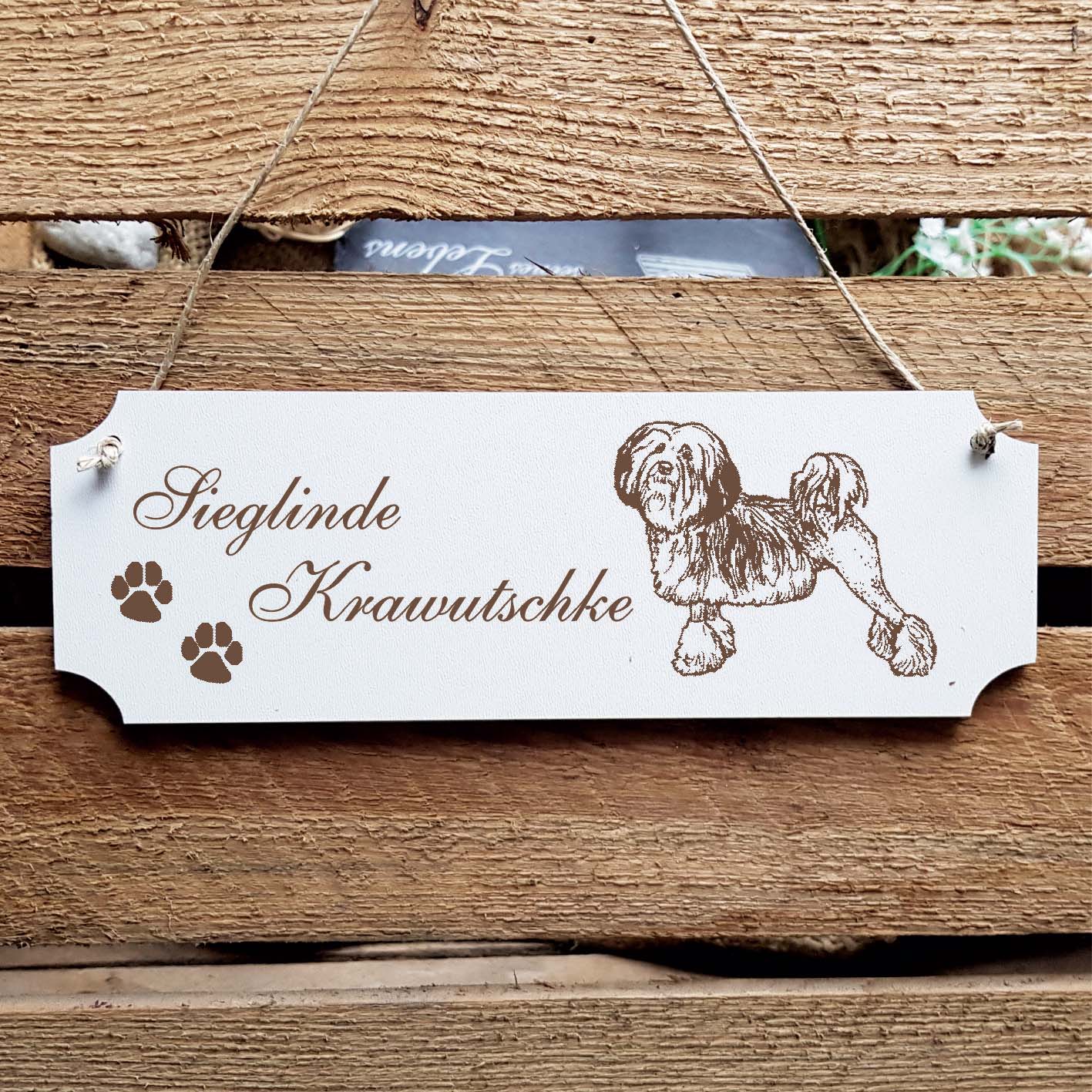 Schild « Löwchen » Namensschild Türschild zum Anhängen - 20 x 6,7 cm