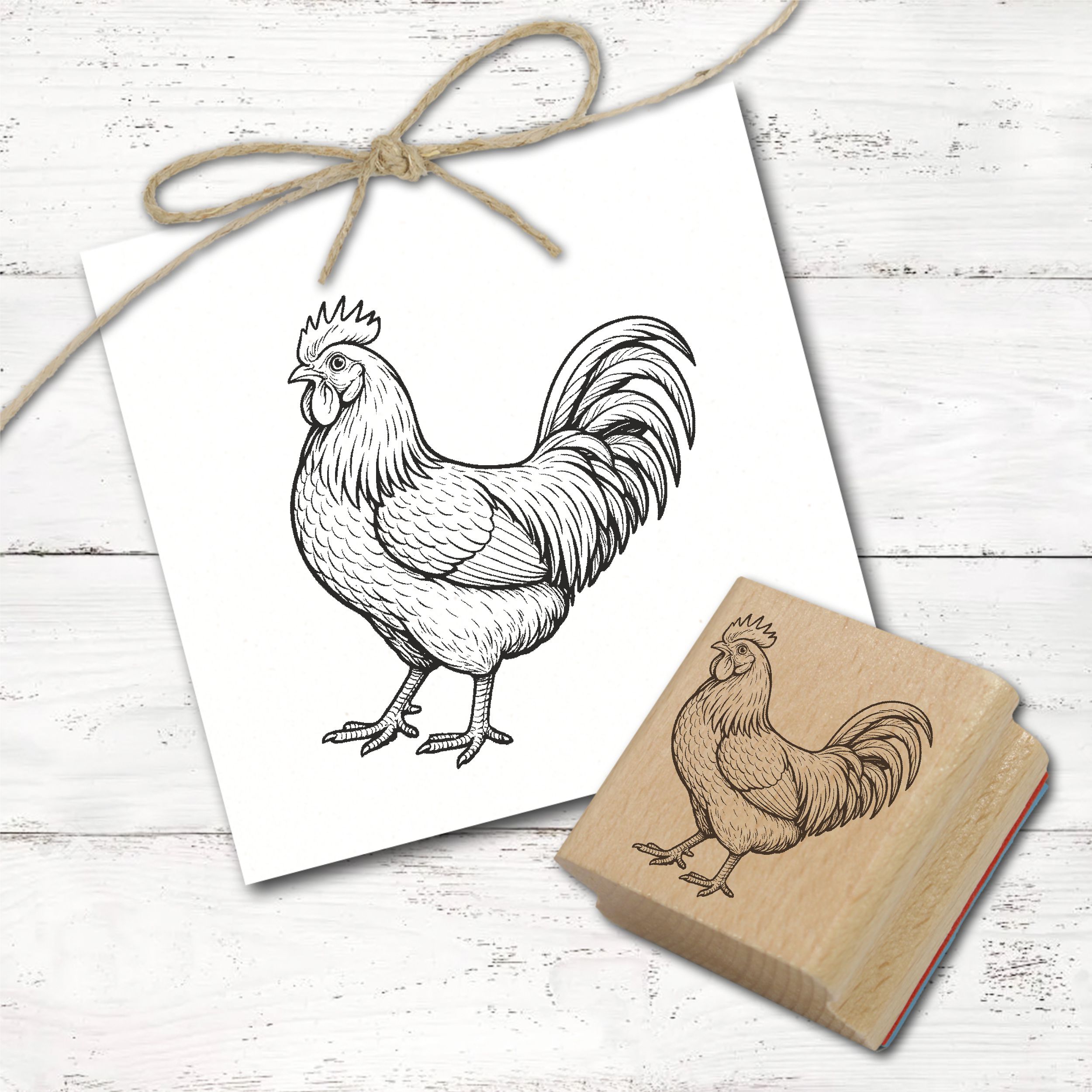 Huhn Motivstempel Ramelsloher - 3 Größen wählbar - Hühner Stempel Holzstempel