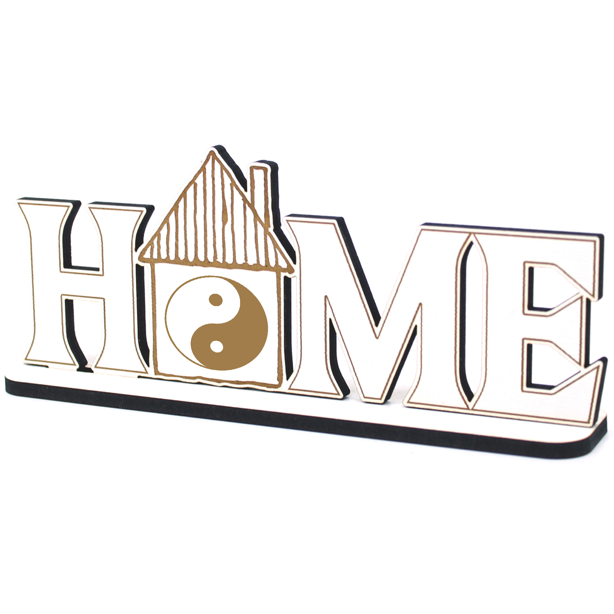 Deko Home Aufsteller Holz - Yin und Yang - 28x12 cm Holzdeko