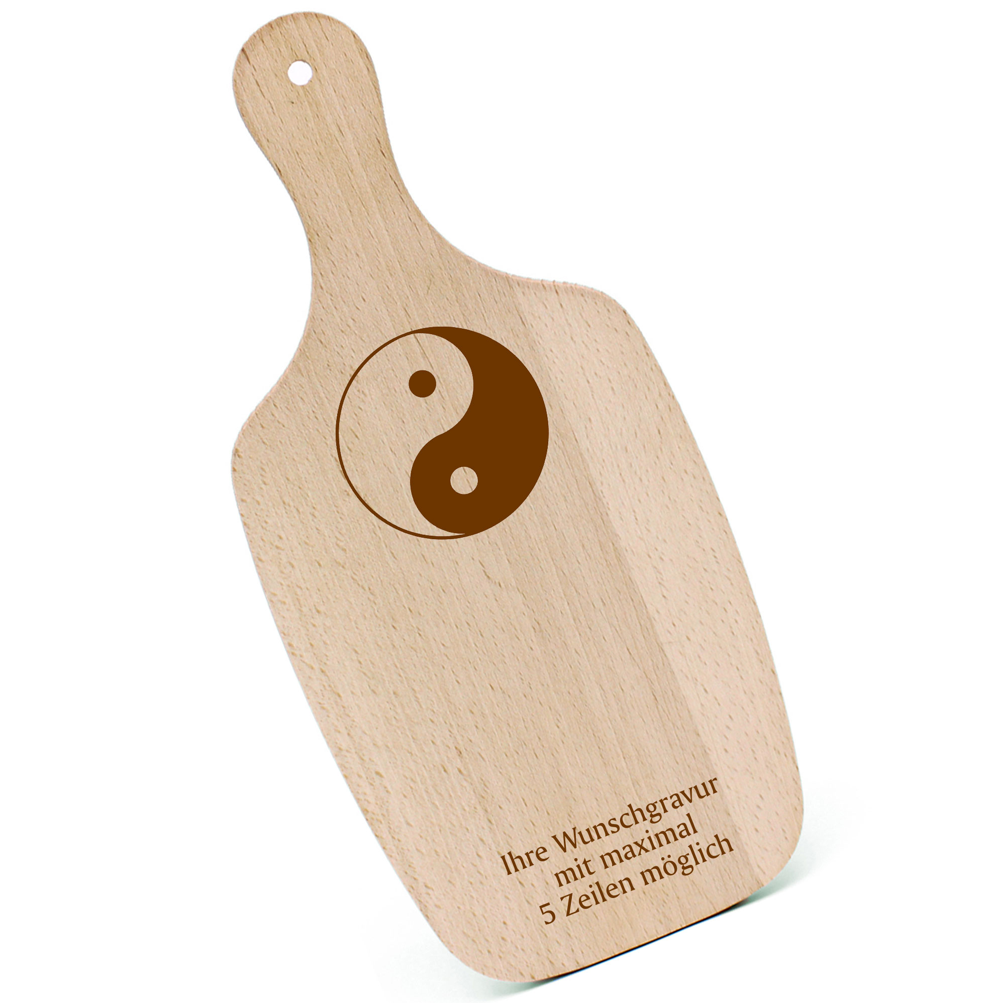 Schneidebrett Frühstücksbrettchen - Yin und Yang - mit Griff 330x150mm