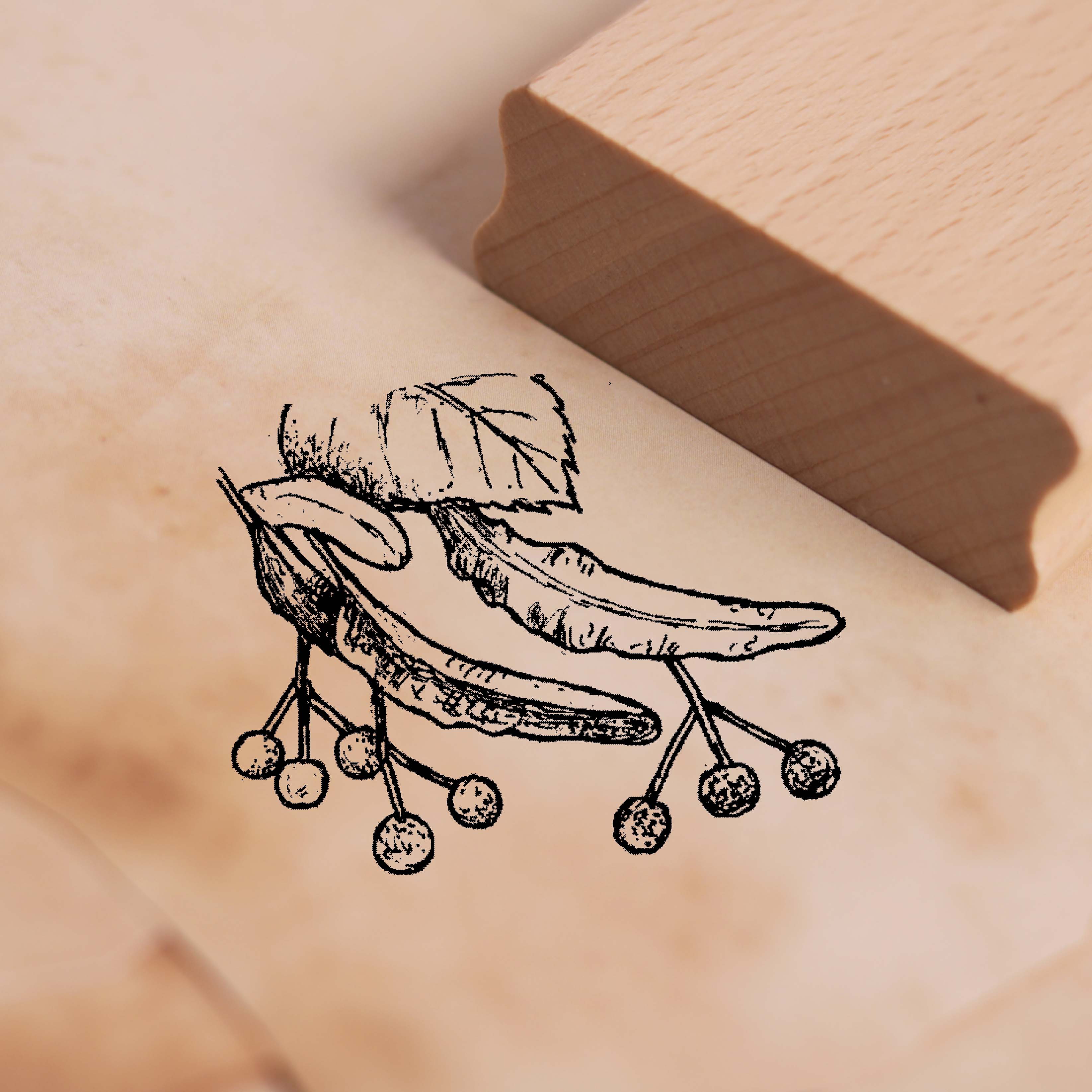 Motivstempel Lindenfrucht - Stempel Linde Holzstempel 48 x 38 mm