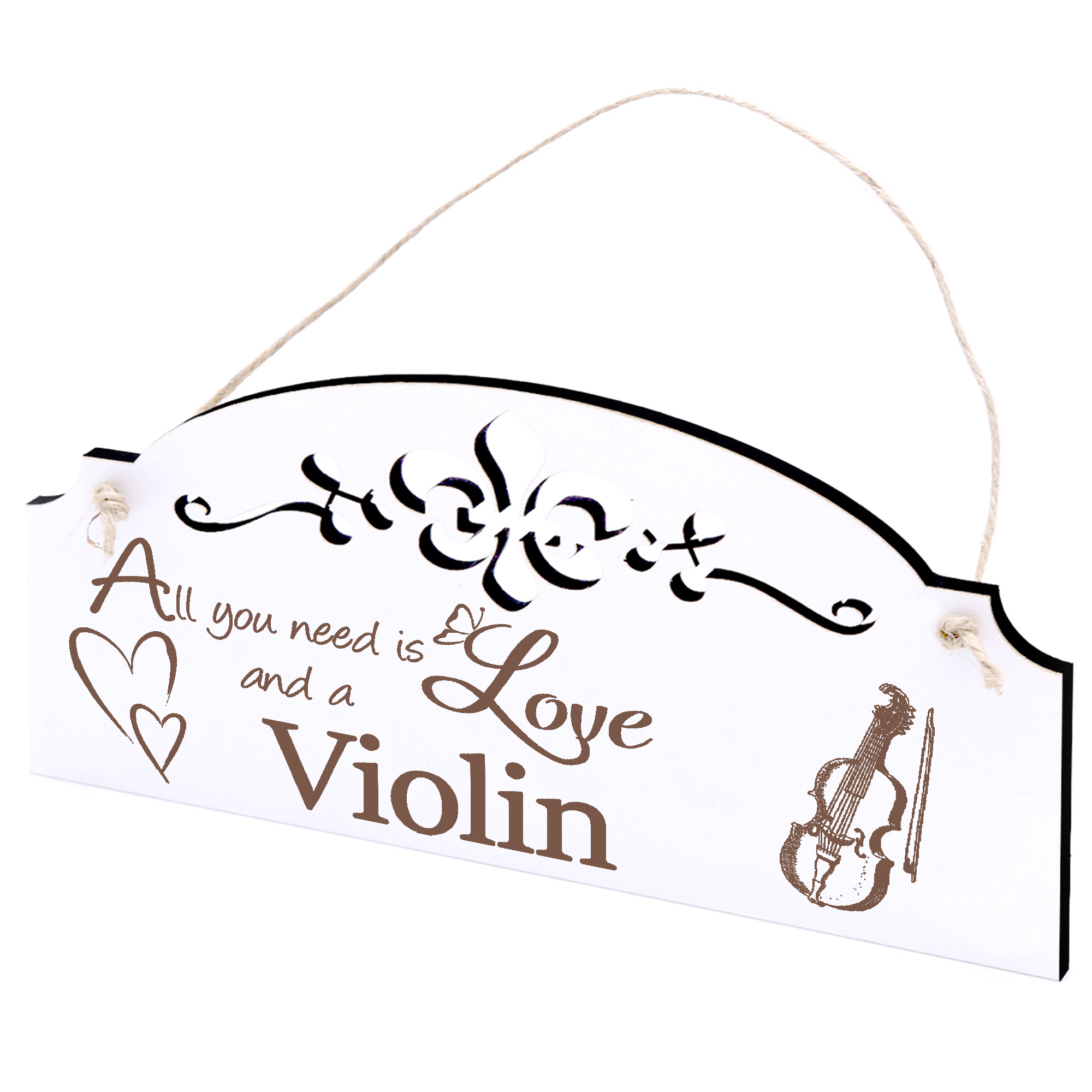 Schild Geige Deko 20x10cm - All you need is Love and a Violin - Holz