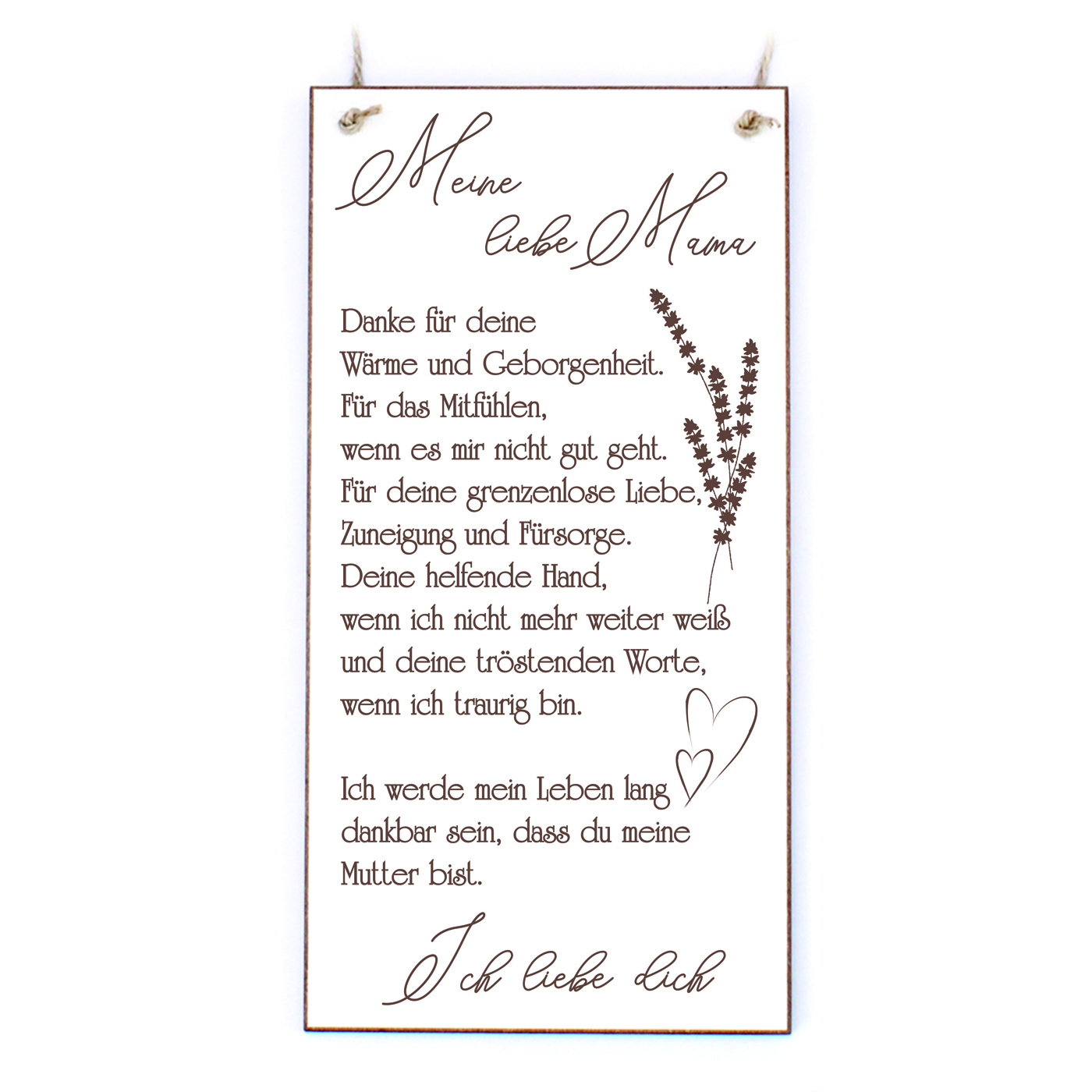 Schild Meine liebe Mama - Spruch Türschild Vintage Dekoschild 10 x 20 cm