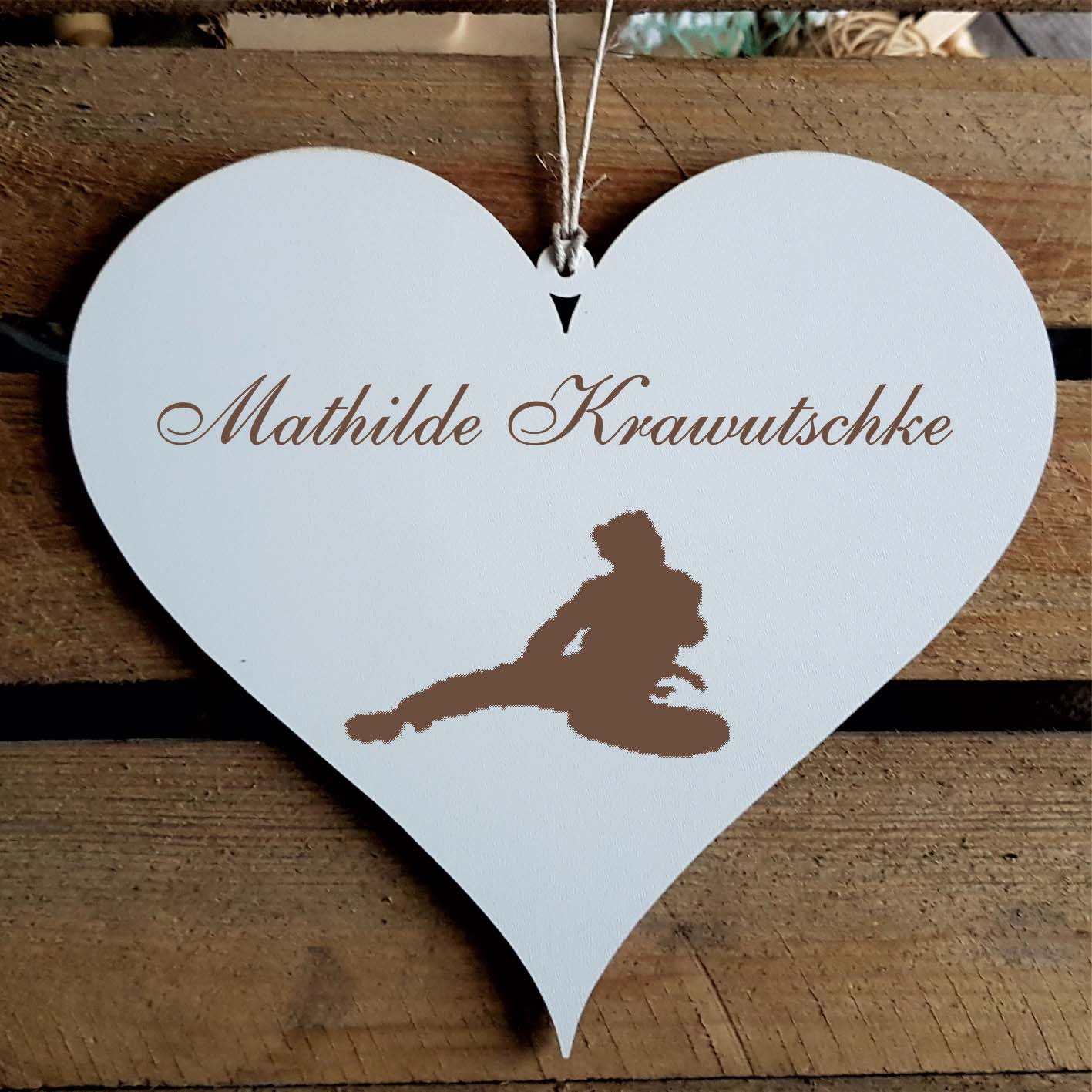 Herz Schild « Taekwondo » mit Namen - Türschild zum Anhängen