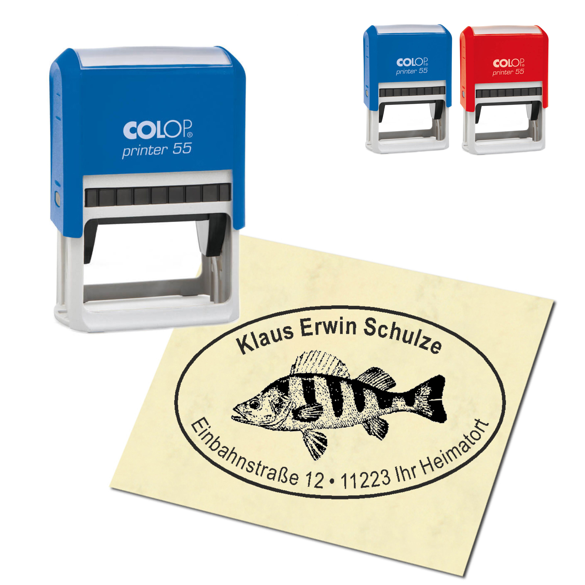 Adressstempel personalisiert Stempel - Barsch - oval 59 x 39 mm