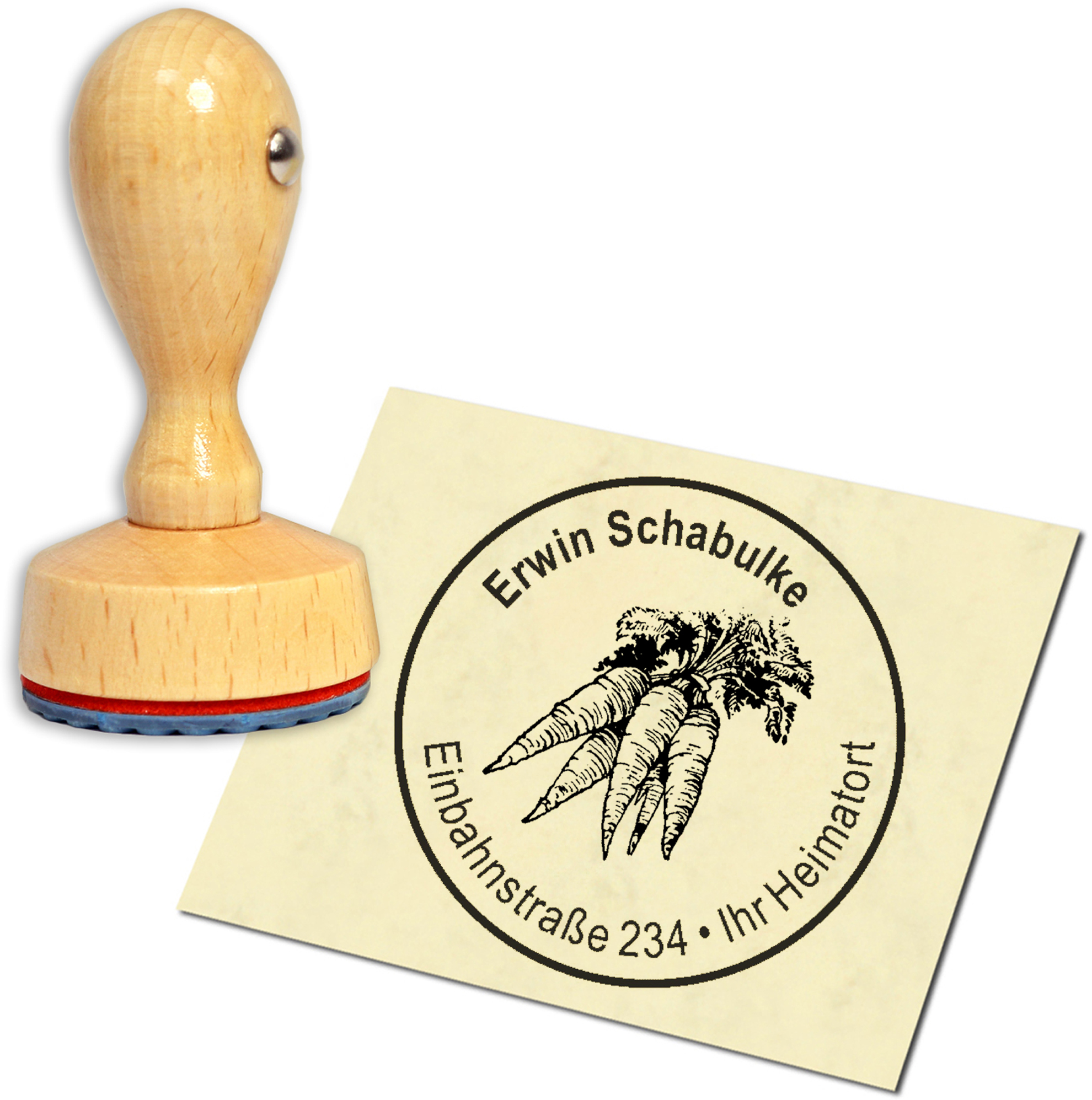 Stempel Adressstempel Holzstempel - Karotten - rund 40mm