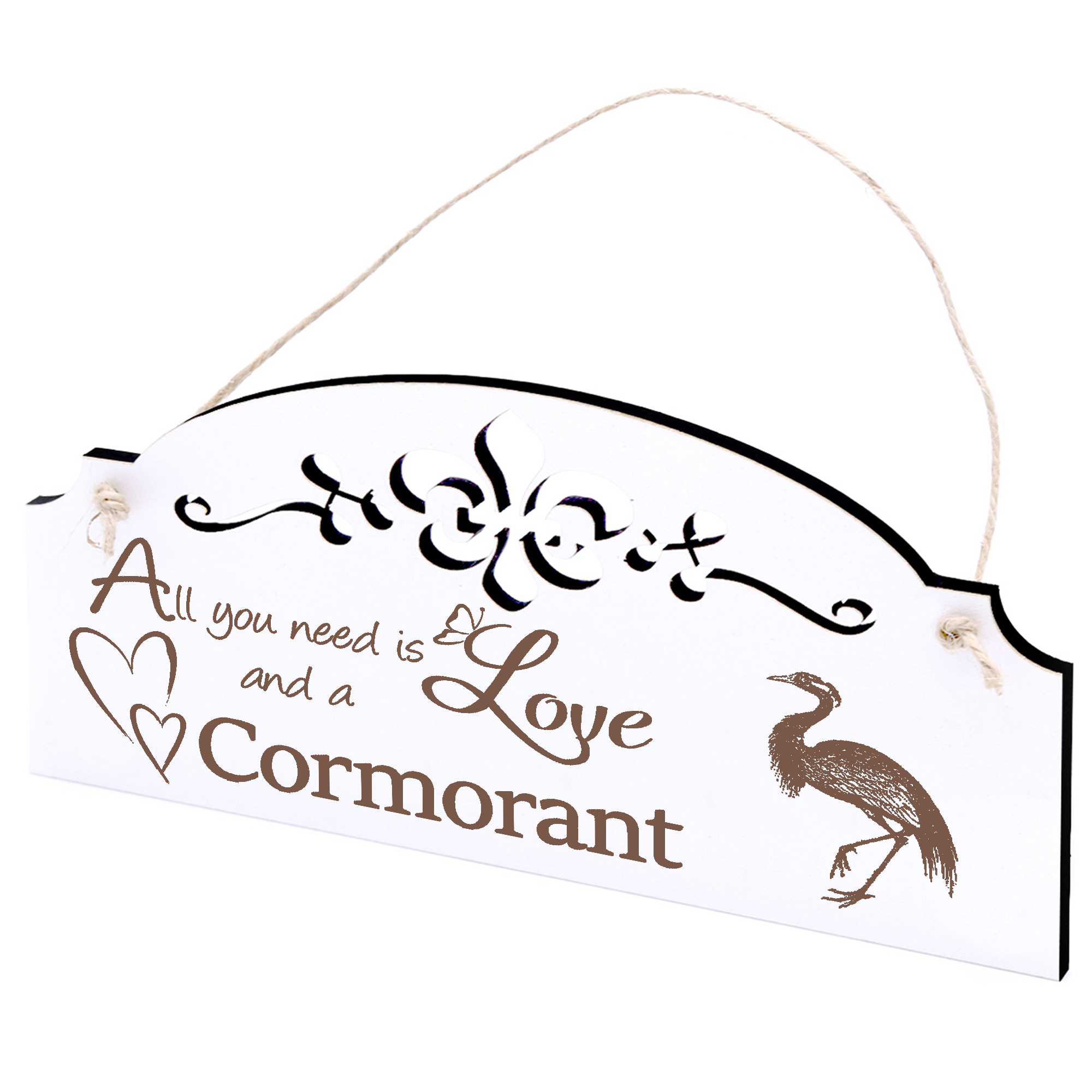 Schild Kormoran Deko 20x10cm - All you need is Love and a Cormorant - Holz