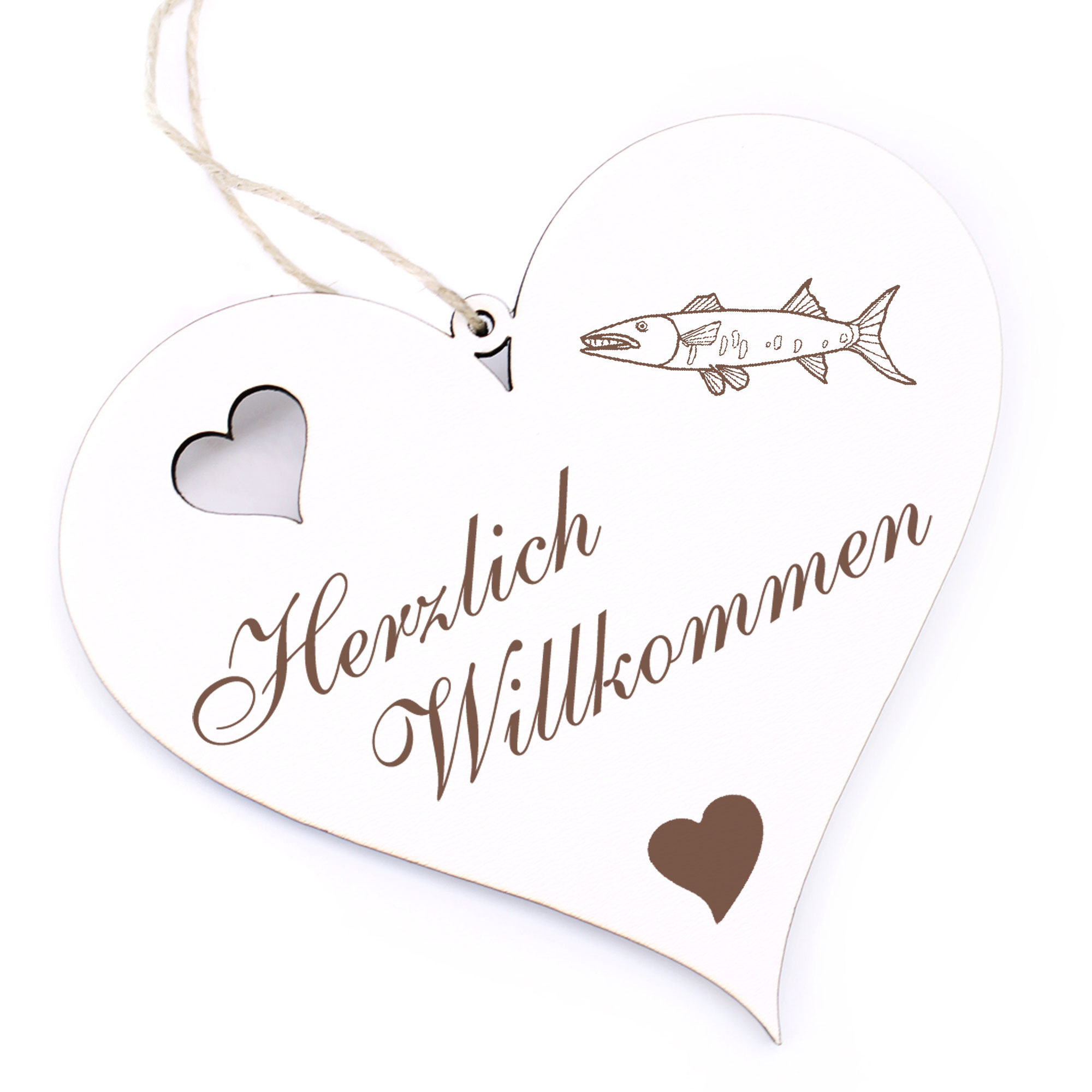 Herzlich Willkommen Schild - Barakuda - Deko Herz Holz