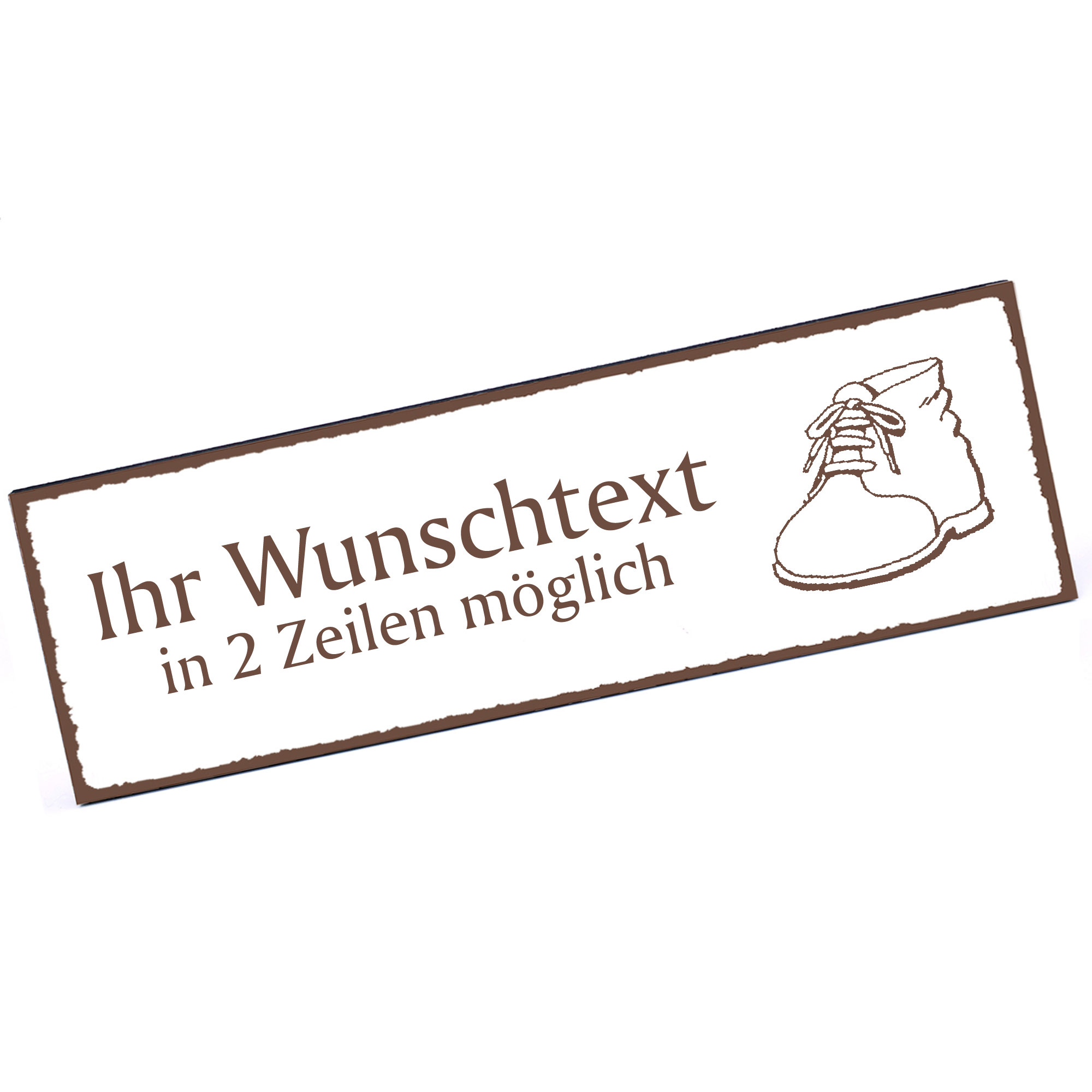 Türschild Schuh  Namensschild personalisiert mit Gravur - 150mm x 50mm - selbstklebend