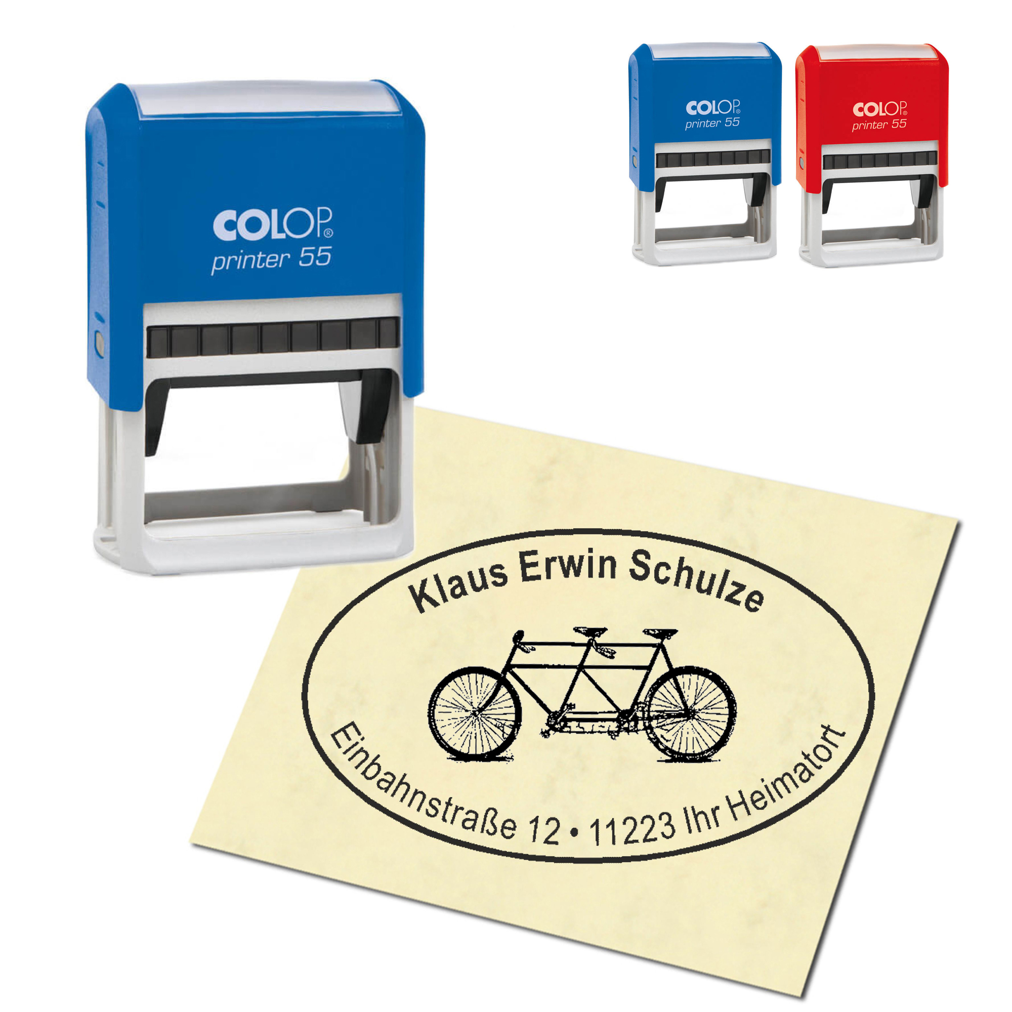 Adressstempel personalisiert Stempel - Tandem - oval 59 x 39 mm