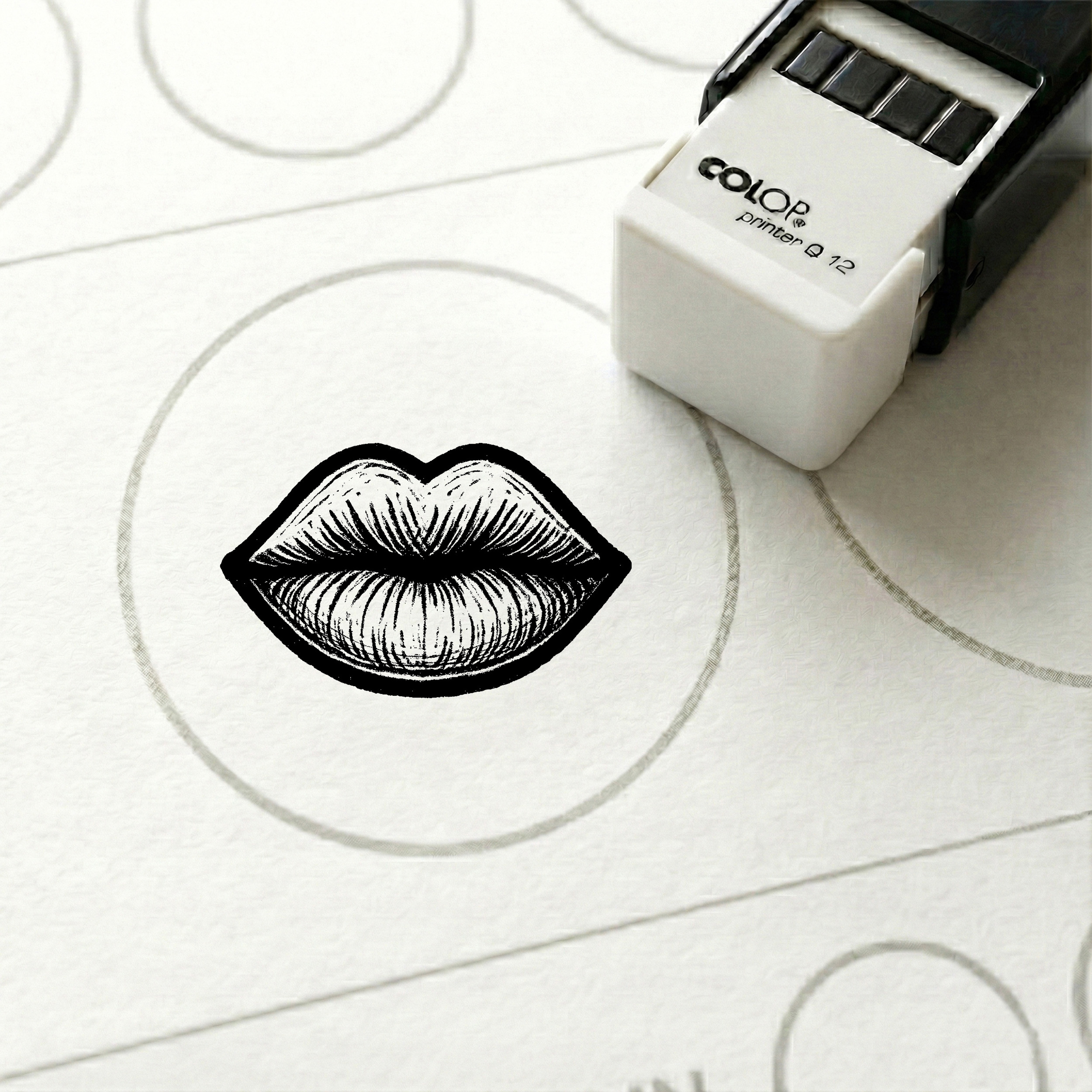 Bonusstempel Lippen Mund 10x10 mm – Bonuskartenstempel für Beauty-Studio Kosmetikstudio Make-Up-Bar Wellness