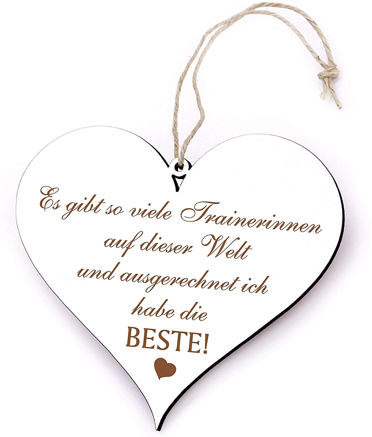 Schild Herz mit Spruch Beste Trainerin der Welt - 13 x 12 cm