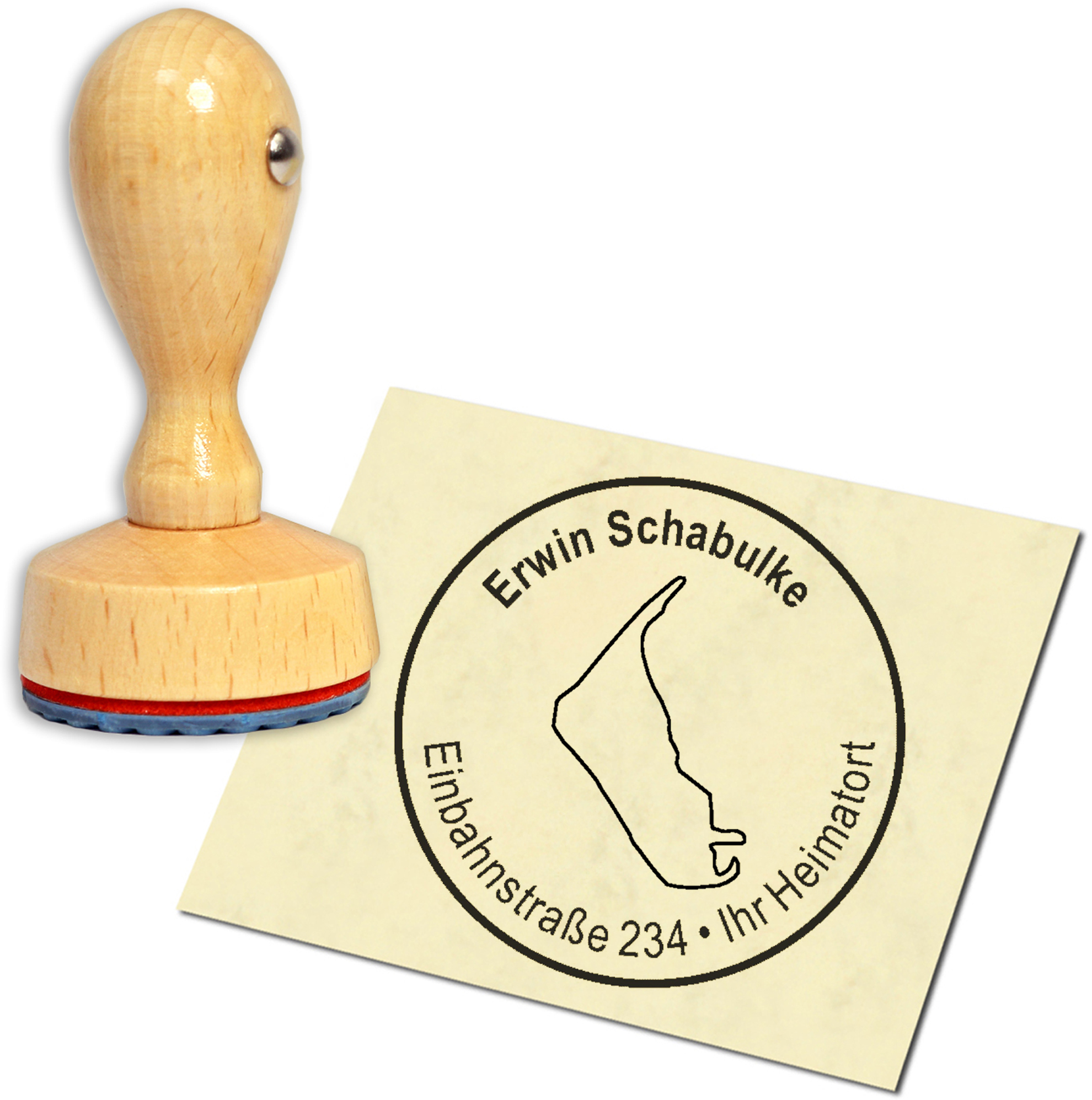 Stempel Adressstempel Holzstempel - Insel Amrum - rund 40mm