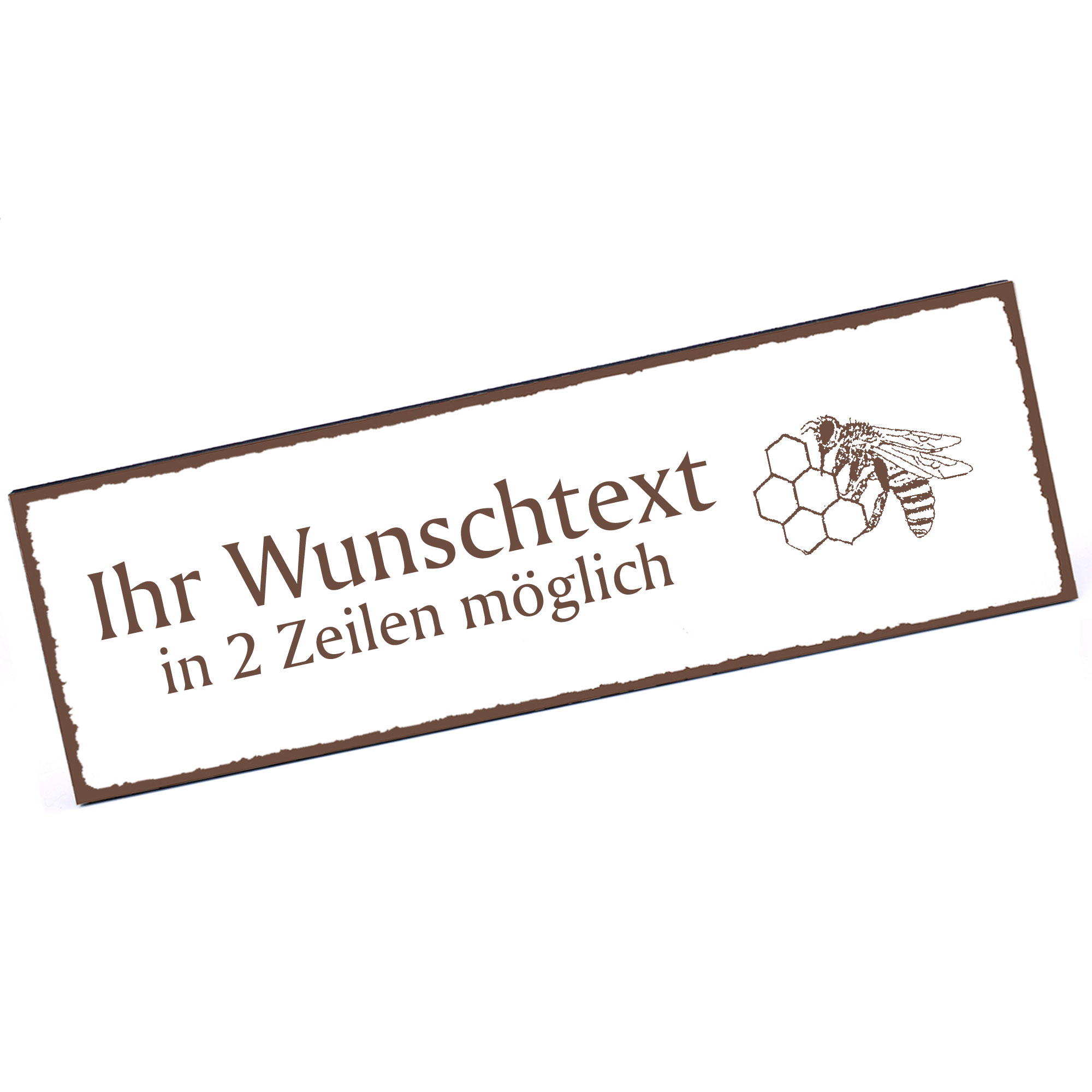 Türschild Biene mit Wabe  Namensschild personalisiert mit Gravur - 150mm x 50mm - selbstklebend