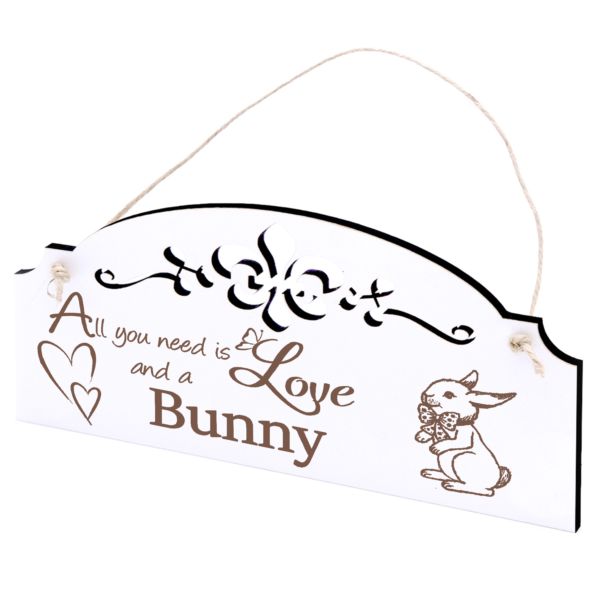 Schild Häschen mit Schleife Deko 20x10cm - All you need is Love and a Bunny - Holz