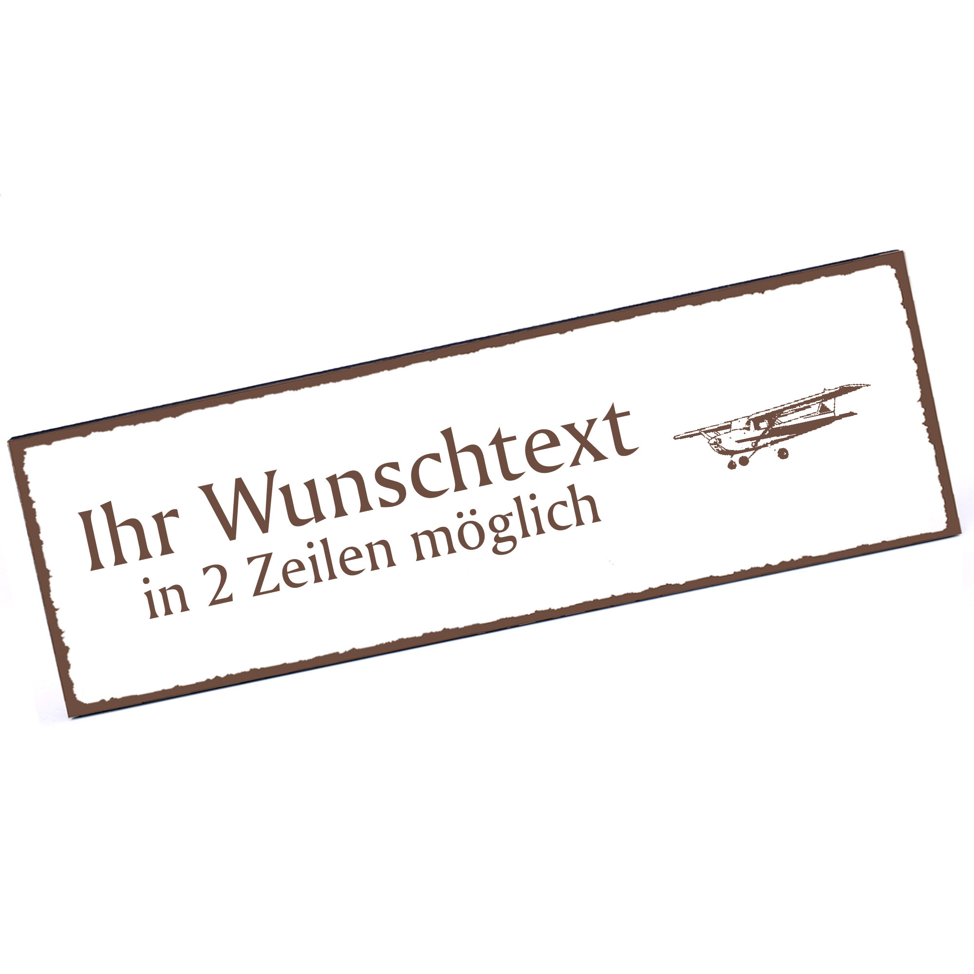 Türschild Kleinflugzeug  Namensschild personalisiert mit Gravur - 150mm x 50mm - selbstklebend