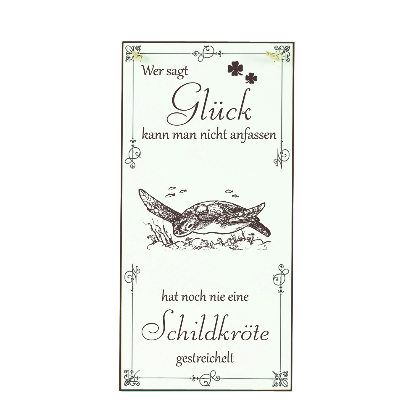 Schild Schildkröte Glück kann man streicheln Spruch - Vintage Dekoschild Tiere Türschild  10 x 20 cm