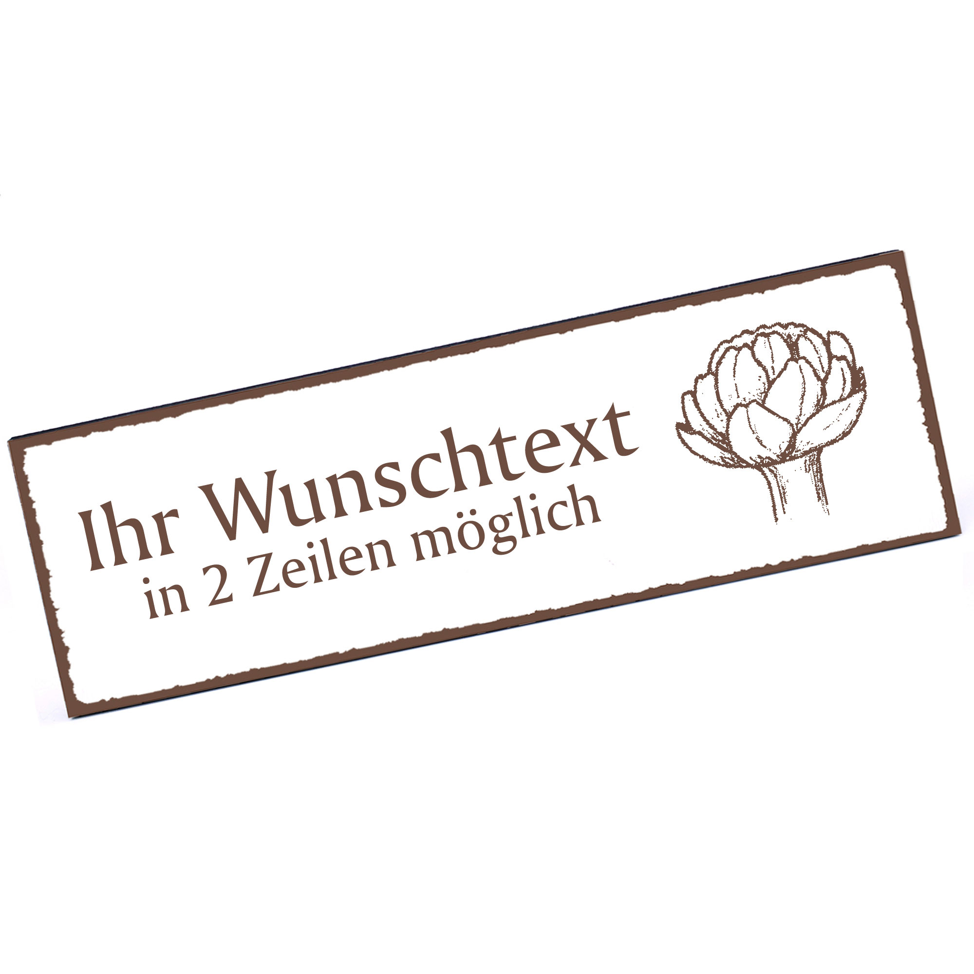 Türschild Artischocke  Namensschild personalisiert mit Gravur - 150mm x 50mm - selbstklebend