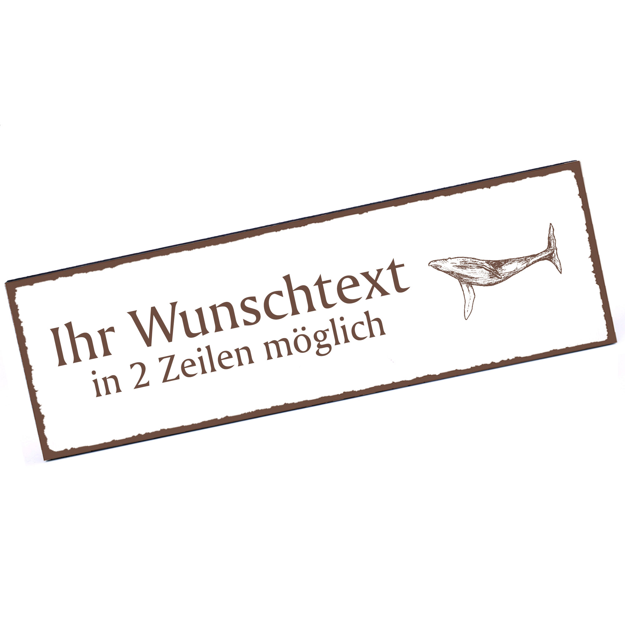 Türschild Blauwal  Namensschild personalisiert mit Gravur - 150mm x 50mm - selbstklebend