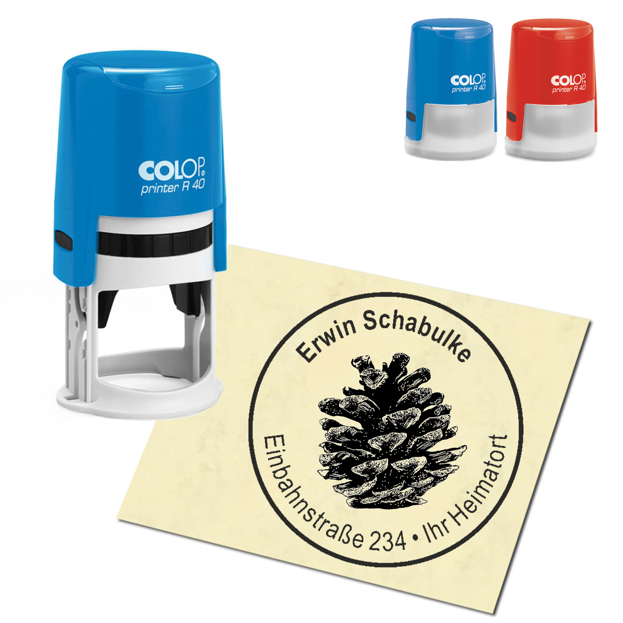 Stempel Adressstempel personalisiert - Zapfen - rund &empty; 40mm