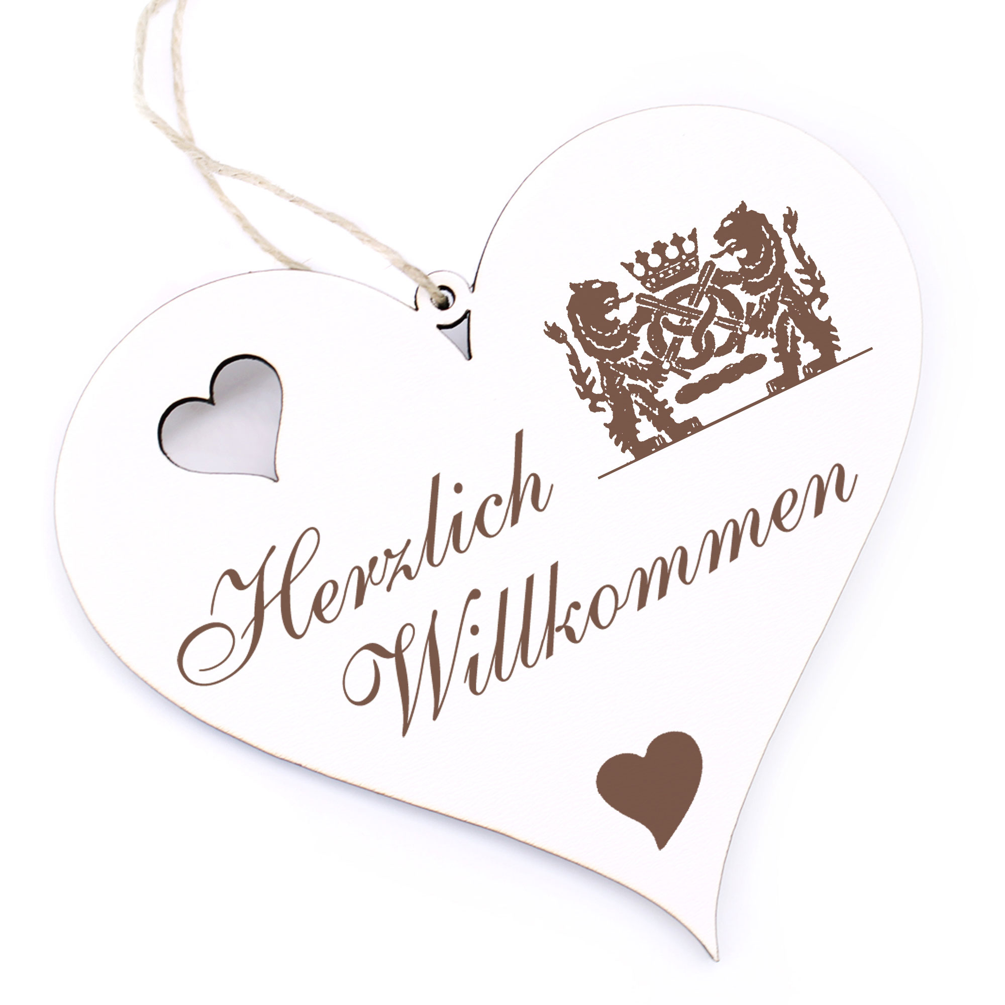 Herzlich Willkommen Schild - Bäcker - Deko Herz Holz