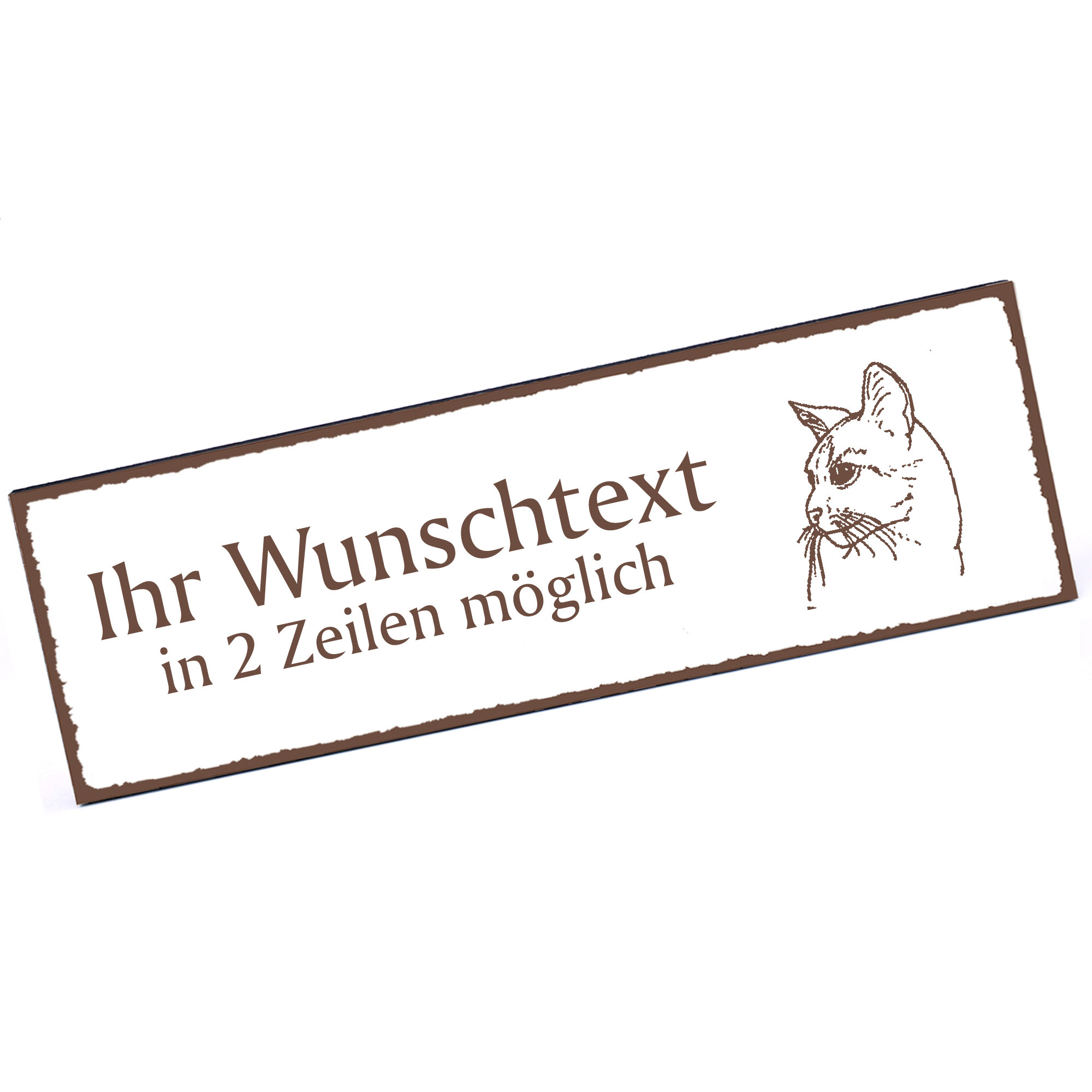 Türschild Abessinierkatze   Namensschild personalisiert mit Gravur - 150mm x 50mm - selbstklebend