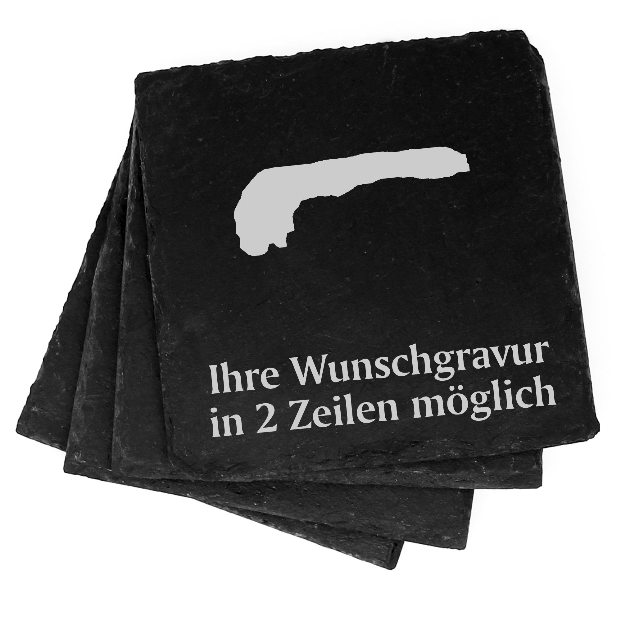4x Insel Langeoog Deko Schiefer Untersetzer Wunschgravur Set - 11 x 11 cm