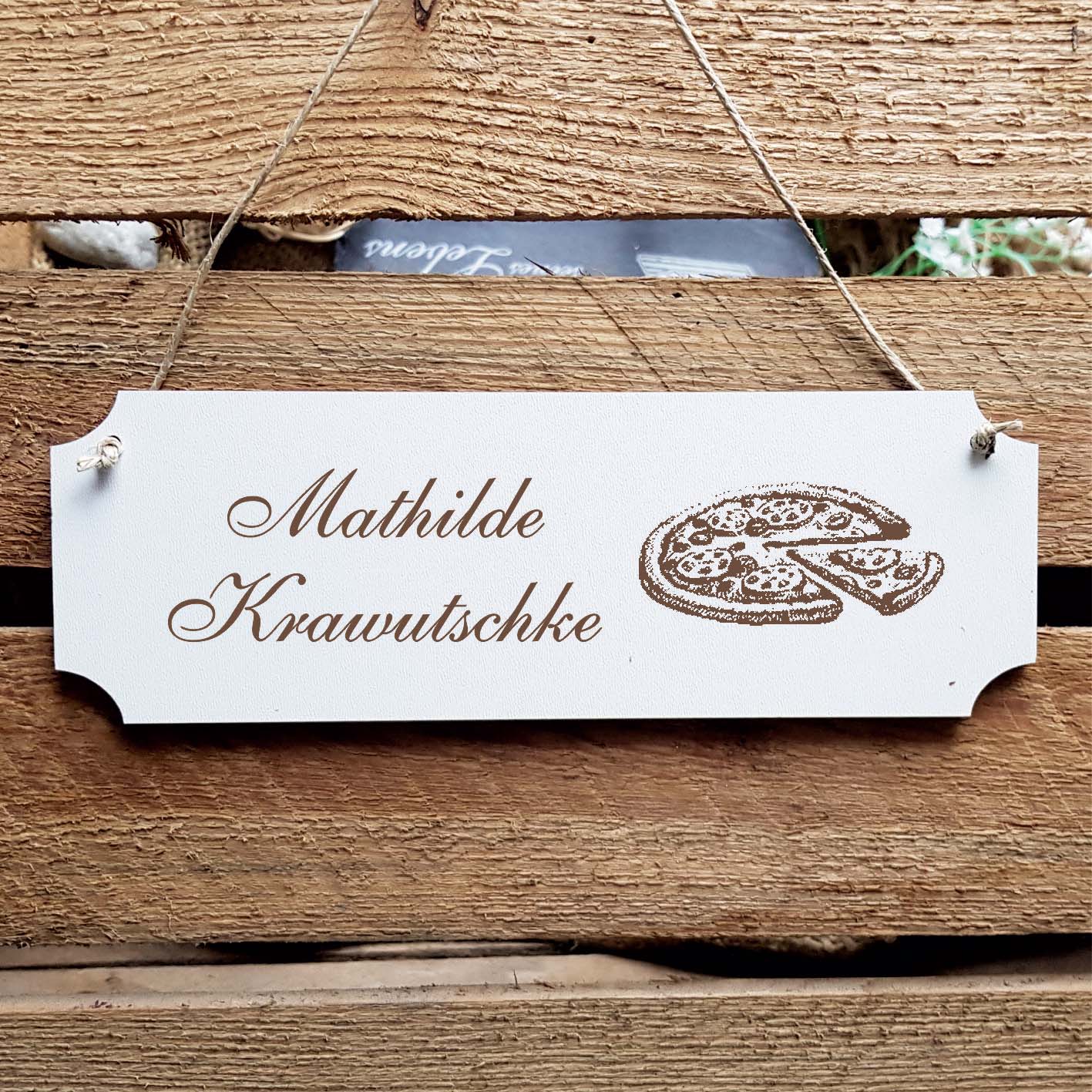 Schild « Pizza » Namensschild Türschild zum Anhängen - 20 x 6,7 cm