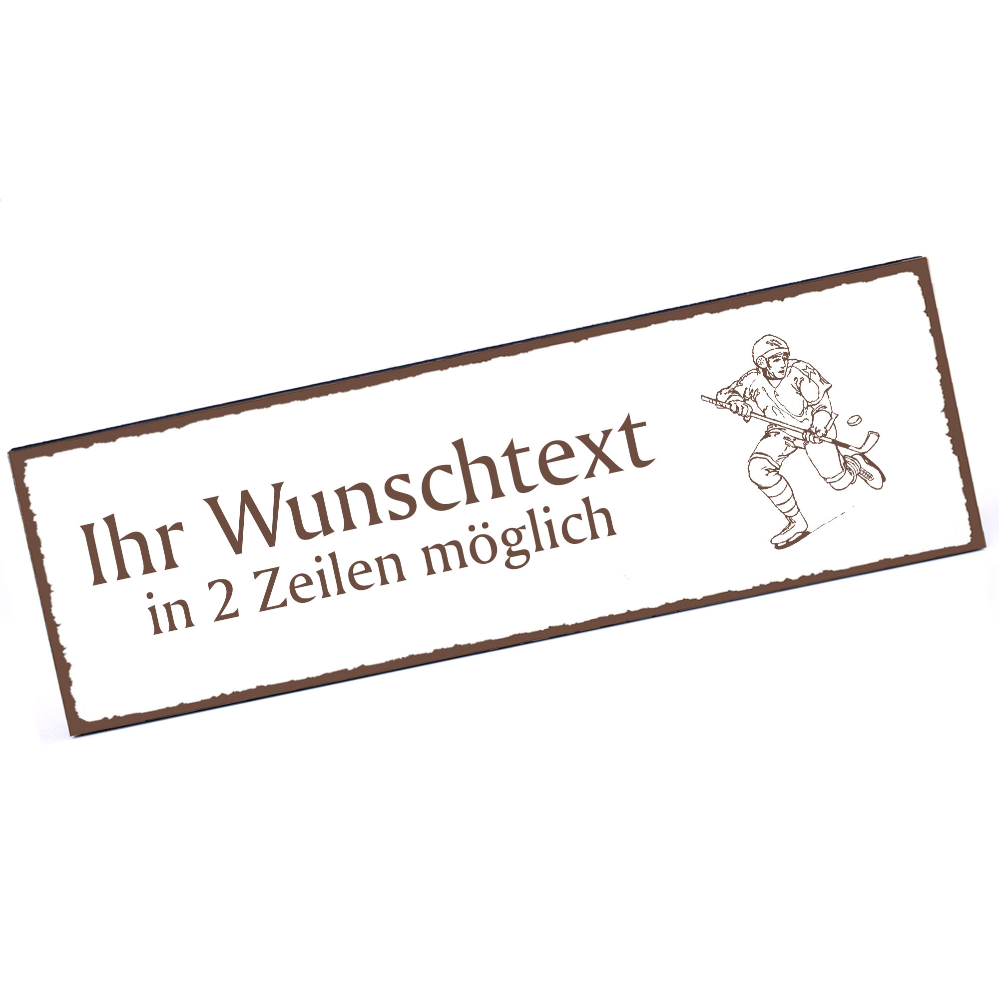 Türschild Eishockey  Namensschild personalisiert mit Gravur - 150mm x 50mm - selbstklebend